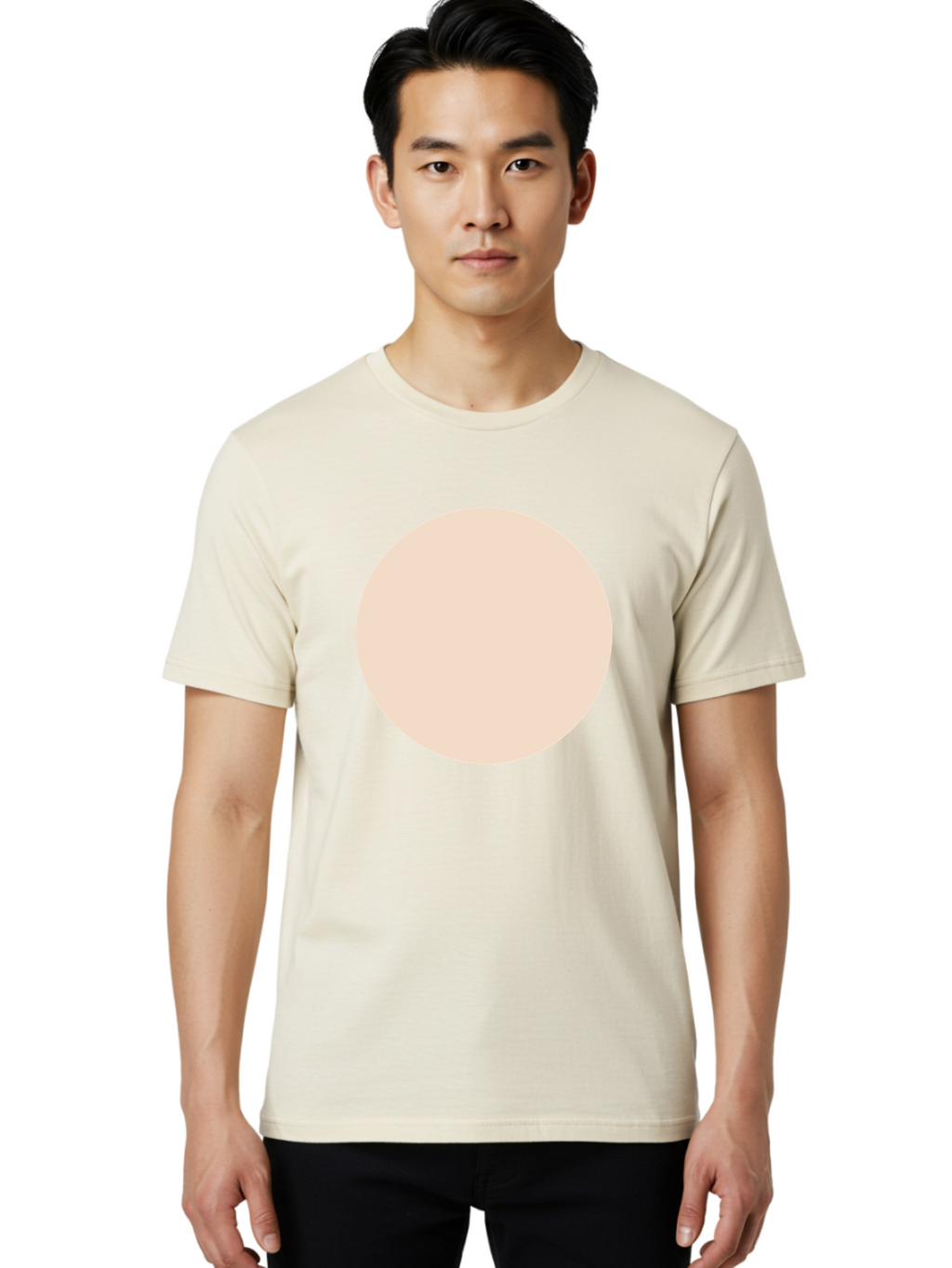 Beige-Circle Men'S Graphic Tee, 100% Cotton, Comfortable Casual Summer Wear, Machine Washable, Beige Circle, Minimalist Design, Simple Shape, Neutral Color, Geometric Figure, Circular Form Aad996