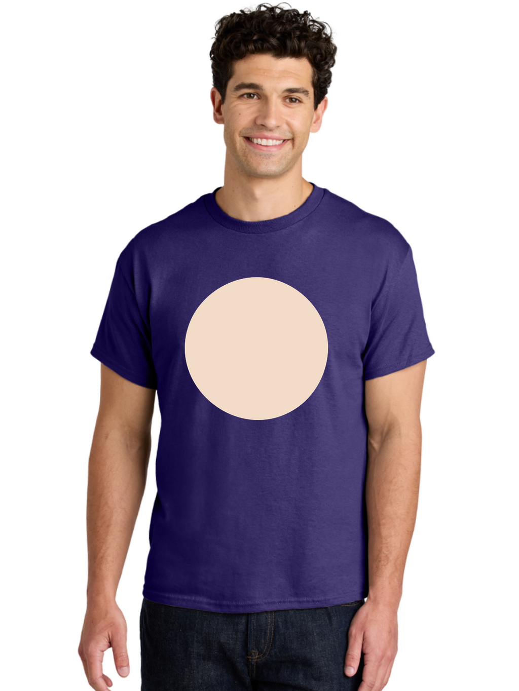 Beige-Circle Men'S Graphic Tee, 100% Cotton, Comfortable Casual Summer Wear, Machine Washable, Beige Circle, Minimalist Design, Simple Shape, Neutral Color, Geometric Figure, Circular Form Aad996