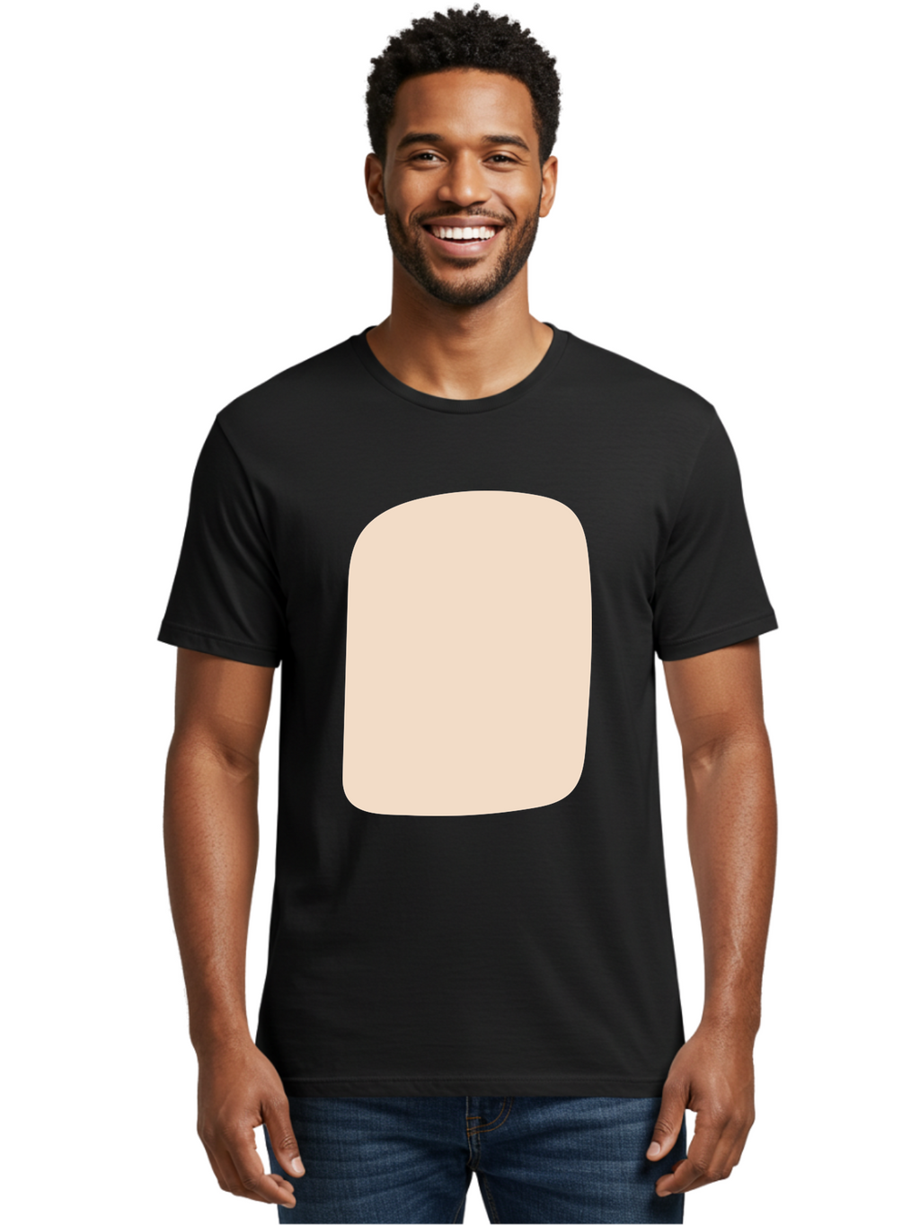Beige-Rectangle Men'S Graphic Tee, 100% Cotton, Comfortable Casual Summer Wear, Machine Washable, Beige Rectangle, Rounded Corners, Plain Shape, Simple Design, Minimalist Aesthetic, Neutral Color, Soft Edges Aad997