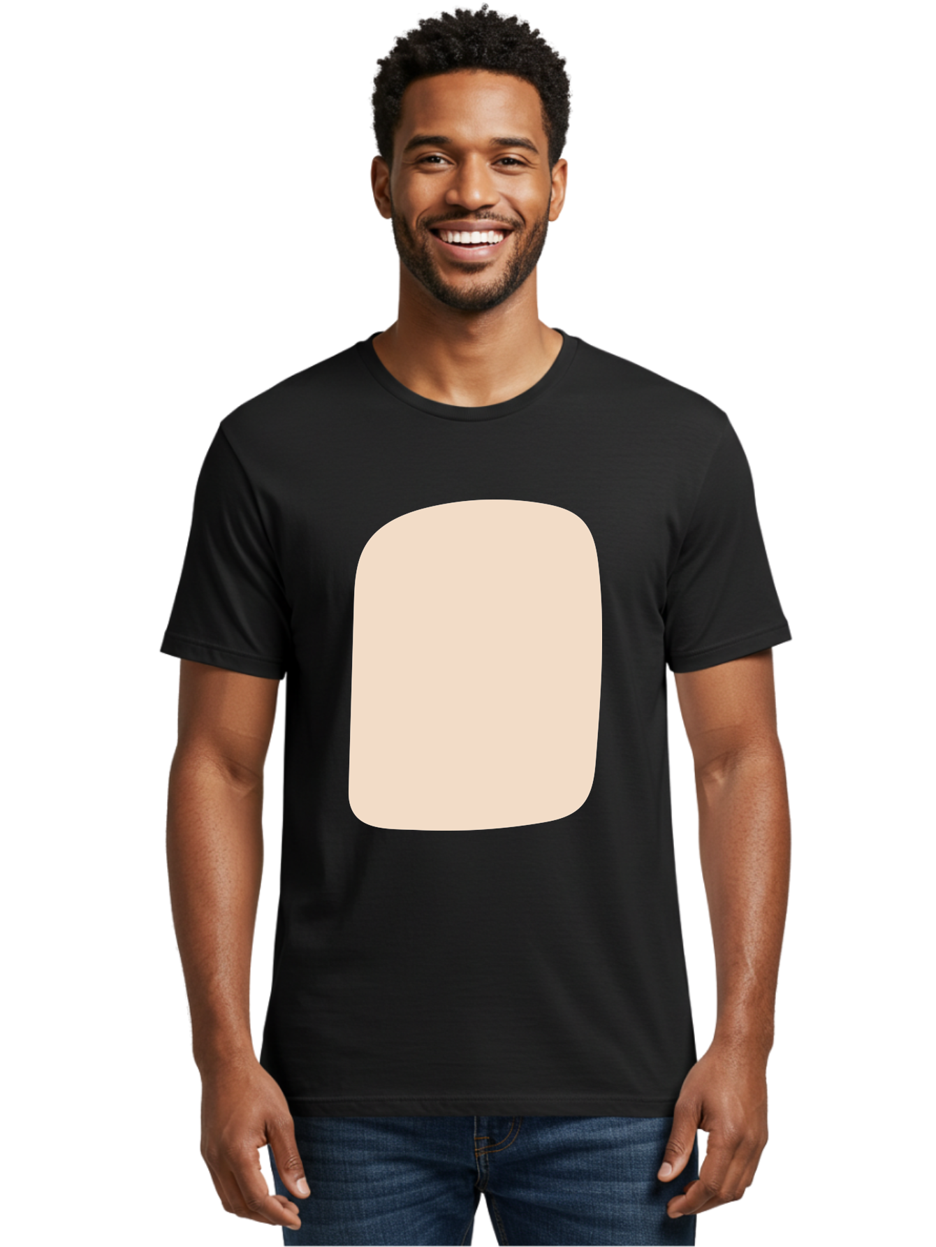 Beige-Rectangle Men'S Graphic Tee, 100% Cotton, Comfortable Casual Summer Wear, Machine Washable, Beige Rectangle, Rounded Corners, Plain Shape, Simple Design, Minimalist Aesthetic, Neutral Color, Soft Edges Aad997