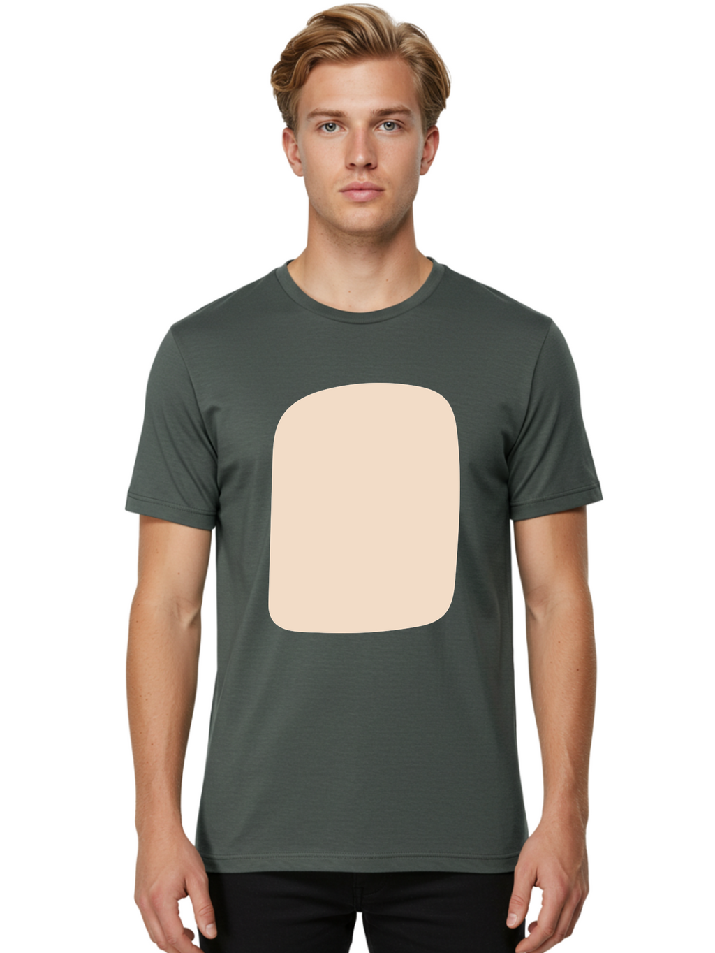 Beige-Rectangle Men'S Graphic Tee, 100% Cotton, Comfortable Casual Summer Wear, Machine Washable, Beige Rectangle, Rounded Corners, Plain Shape, Simple Design, Minimalist Aesthetic, Neutral Color, Soft Edges Aad997