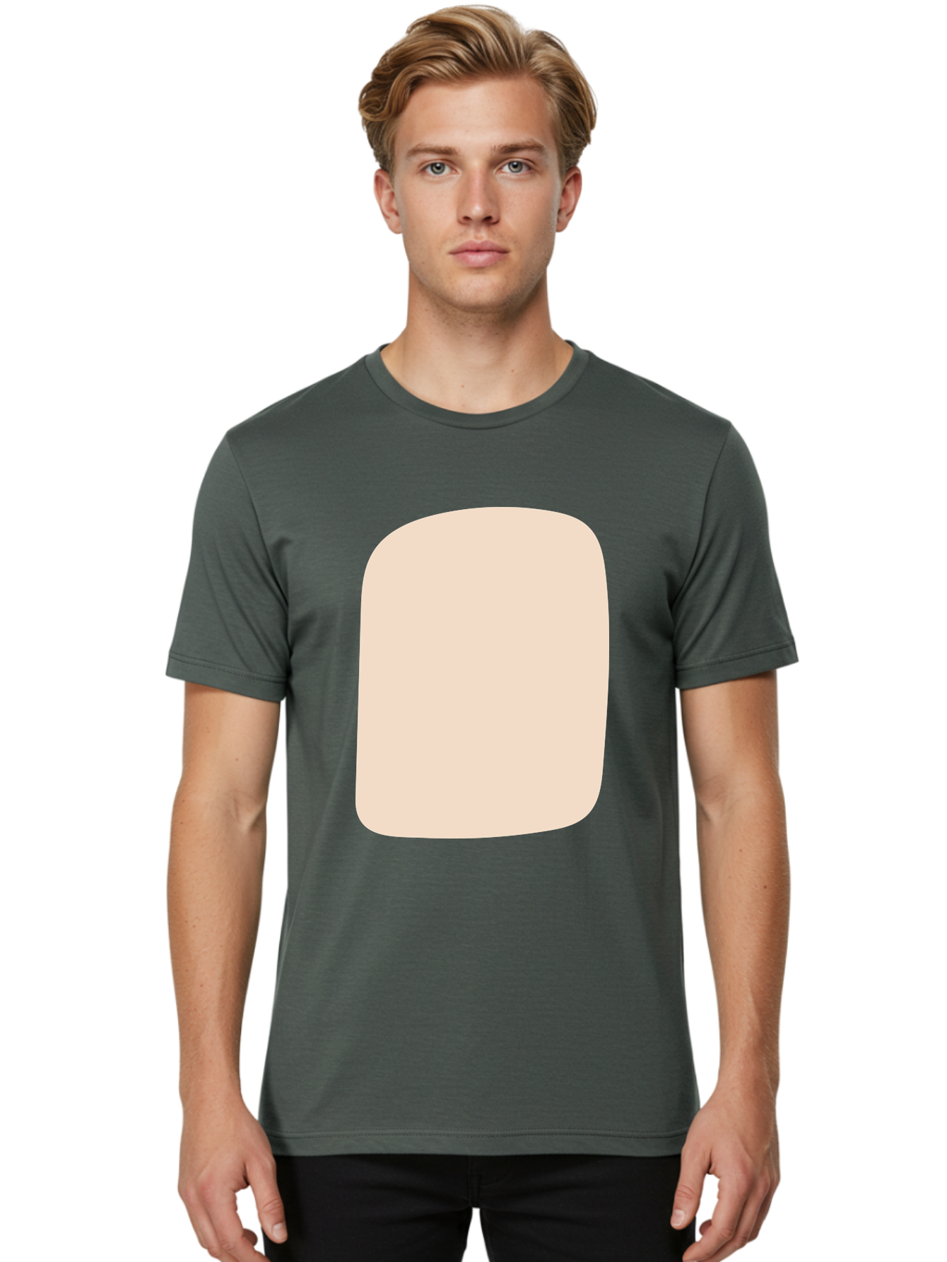 Beige-Rectangle Men'S Graphic Tee, 100% Cotton, Comfortable Casual Summer Wear, Machine Washable, Beige Rectangle, Rounded Corners, Plain Shape, Simple Design, Minimalist Aesthetic, Neutral Color, Soft Edges Aad997