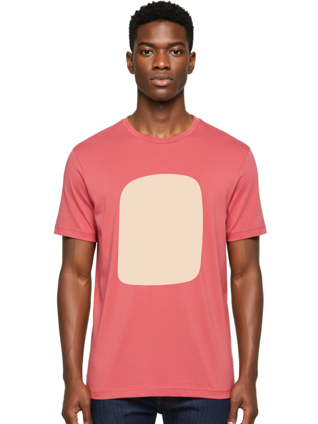 Beige-Rectangle Men'S Graphic Tee, 100% Cotton, Comfortable Casual Summer Wear, Machine Washable, Beige Rectangle, Rounded Corners, Plain Shape, Simple Design, Minimalist Aesthetic, Neutral Color, Soft Edges Aad997