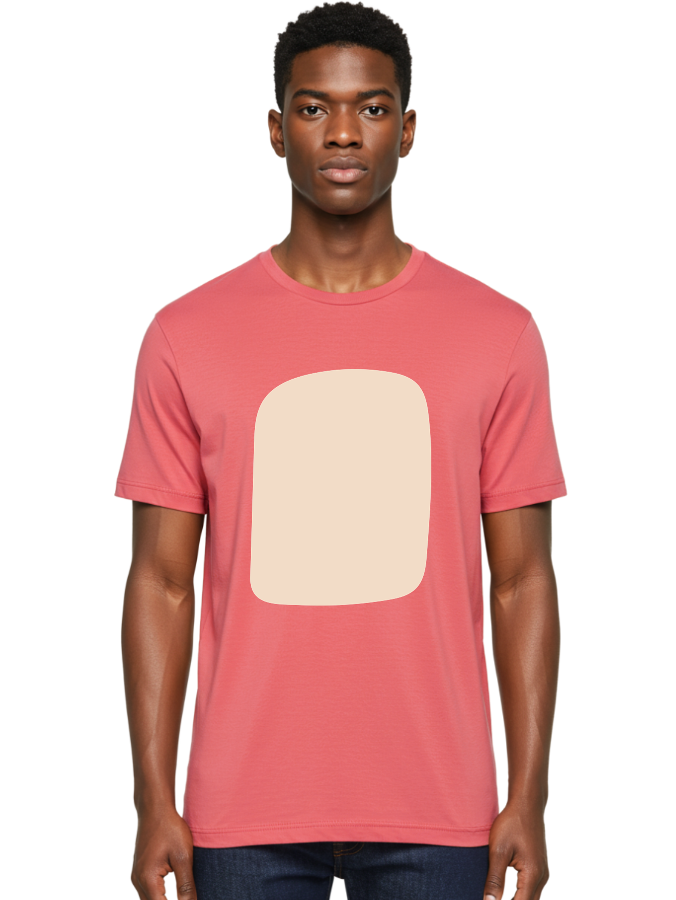 Beige-Rectangle Men'S Graphic Tee, 100% Cotton, Comfortable Casual Summer Wear, Machine Washable, Beige Rectangle, Rounded Corners, Plain Shape, Simple Design, Minimalist Aesthetic, Neutral Color, Soft Edges Aad997