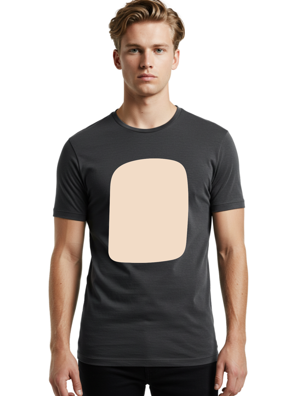 Beige-Rectangle Men'S Graphic Tee, 100% Cotton, Comfortable Casual Summer Wear, Machine Washable, Beige Rectangle, Rounded Corners, Plain Shape, Simple Design, Minimalist Aesthetic, Neutral Color, Soft Edges Aad997