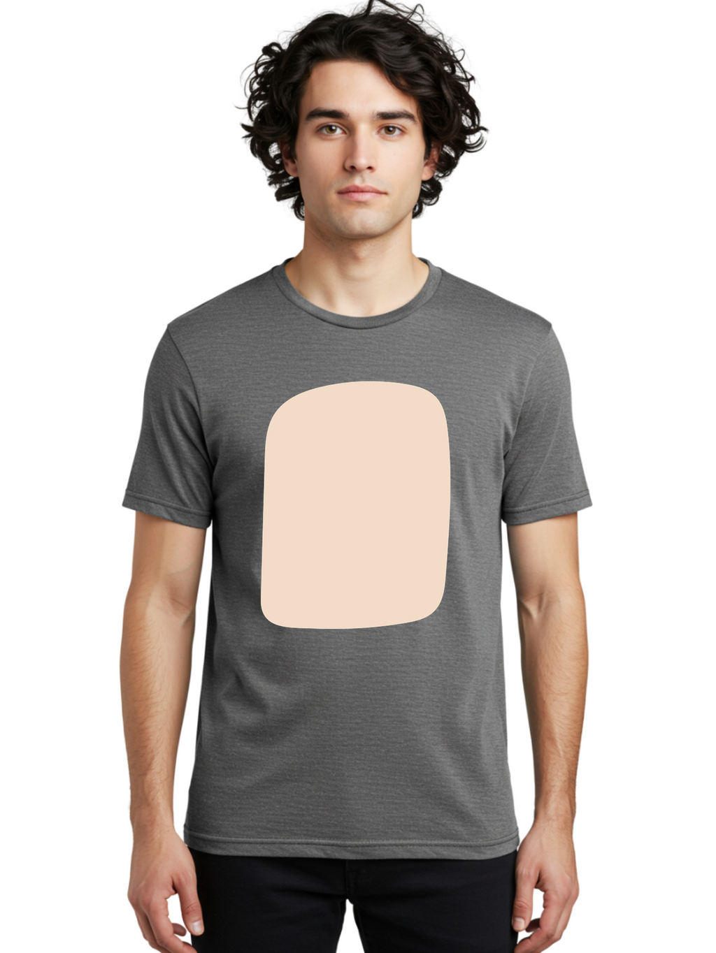 Beige-Rectangle Men'S Graphic Tee, 100% Cotton, Comfortable Casual Summer Wear, Machine Washable, Beige Rectangle, Rounded Corners, Plain Shape, Simple Design, Minimalist Aesthetic, Neutral Color, Soft Edges Aad997