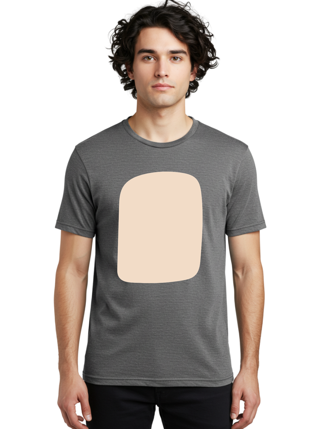 Beige-Rectangle Men'S Graphic Tee, 100% Cotton, Comfortable Casual Summer Wear, Machine Washable, Beige Rectangle, Rounded Corners, Plain Shape, Simple Design, Minimalist Aesthetic, Neutral Color, Soft Edges Aad997