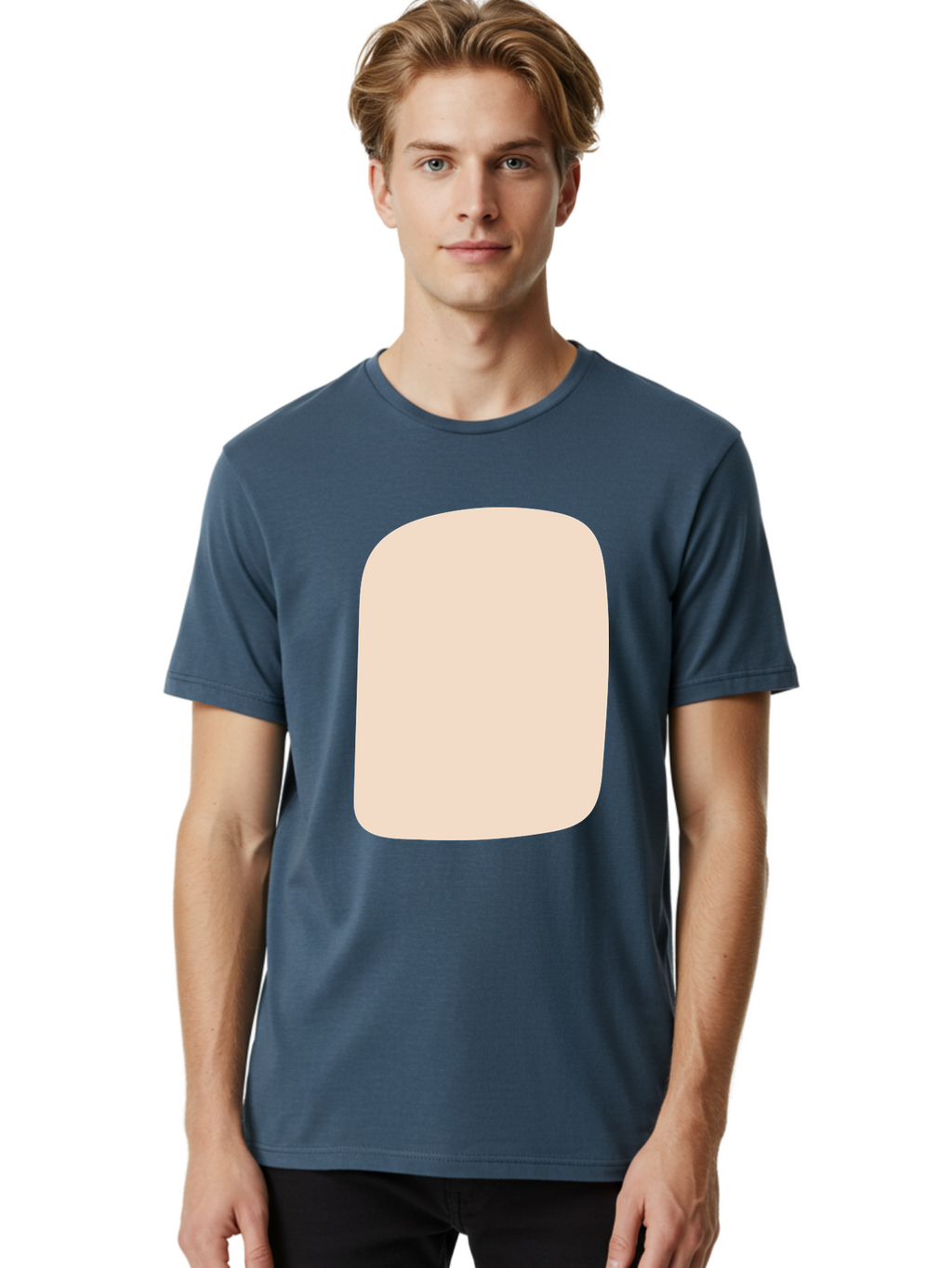 Beige-Rectangle Men'S Graphic Tee, 100% Cotton, Comfortable Casual Summer Wear, Machine Washable, Beige Rectangle, Rounded Corners, Plain Shape, Simple Design, Minimalist Aesthetic, Neutral Color, Soft Edges Aad997