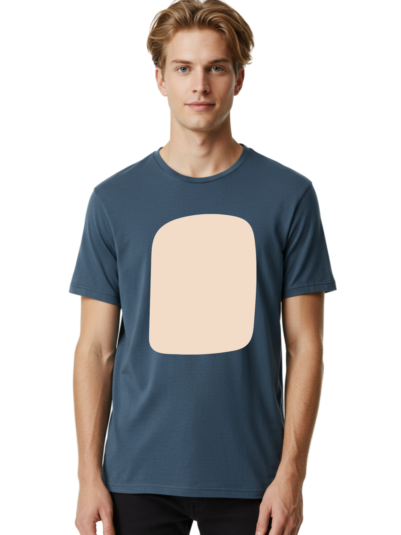 Beige-Rectangle Men'S Graphic Tee, 100% Cotton, Comfortable Casual Summer Wear, Machine Washable, Beige Rectangle, Rounded Corners, Plain Shape, Simple Design, Minimalist Aesthetic, Neutral Color, Soft Edges Aad997
