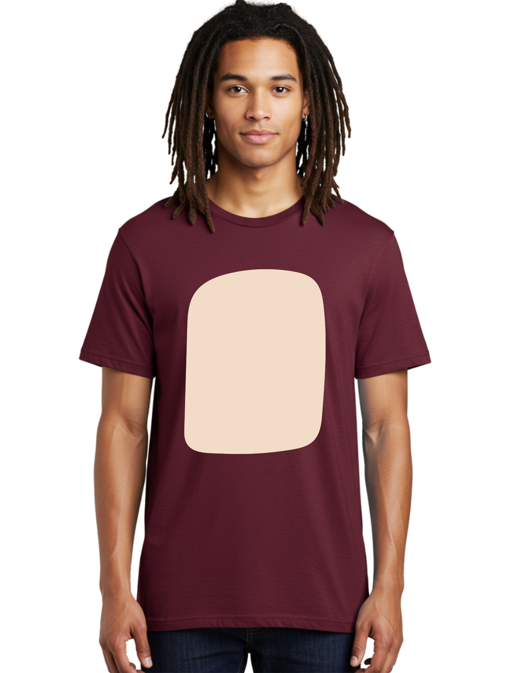Beige-Rectangle Men'S Graphic Tee, 100% Cotton, Comfortable Casual Summer Wear, Machine Washable, Beige Rectangle, Rounded Corners, Plain Shape, Simple Design, Minimalist Aesthetic, Neutral Color, Soft Edges Aad997