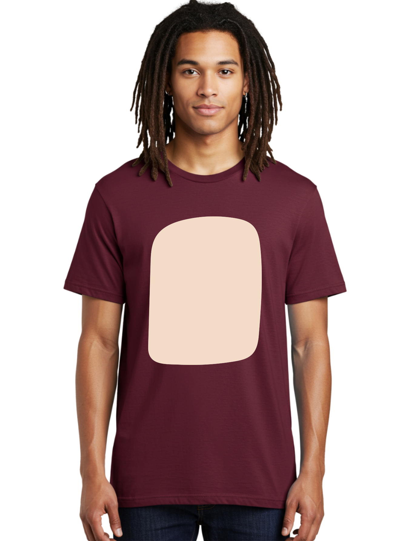 Beige-Rectangle Men'S Graphic Tee, 100% Cotton, Comfortable Casual Summer Wear, Machine Washable, Beige Rectangle, Rounded Corners, Plain Shape, Simple Design, Minimalist Aesthetic, Neutral Color, Soft Edges Aad997