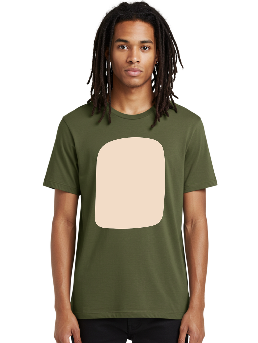 Beige-Rectangle Men'S Graphic Tee, 100% Cotton, Comfortable Casual Summer Wear, Machine Washable, Beige Rectangle, Rounded Corners, Plain Shape, Simple Design, Minimalist Aesthetic, Neutral Color, Soft Edges Aad997