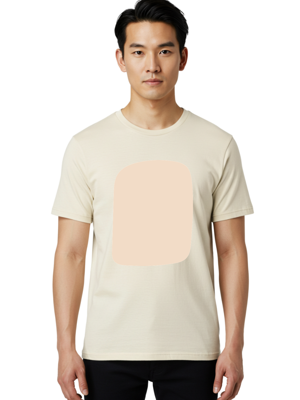 Beige-Rectangle Men'S Graphic Tee, 100% Cotton, Comfortable Casual Summer Wear, Machine Washable, Beige Rectangle, Rounded Corners, Plain Shape, Simple Design, Minimalist Aesthetic, Neutral Color, Soft Edges Aad997
