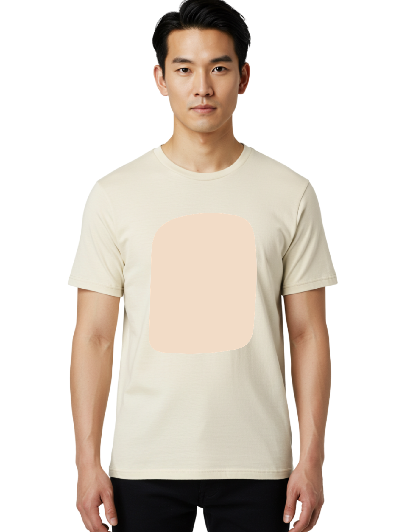 Beige-Rectangle Men'S Graphic Tee, 100% Cotton, Comfortable Casual Summer Wear, Machine Washable, Beige Rectangle, Rounded Corners, Plain Shape, Simple Design, Minimalist Aesthetic, Neutral Color, Soft Edges Aad997