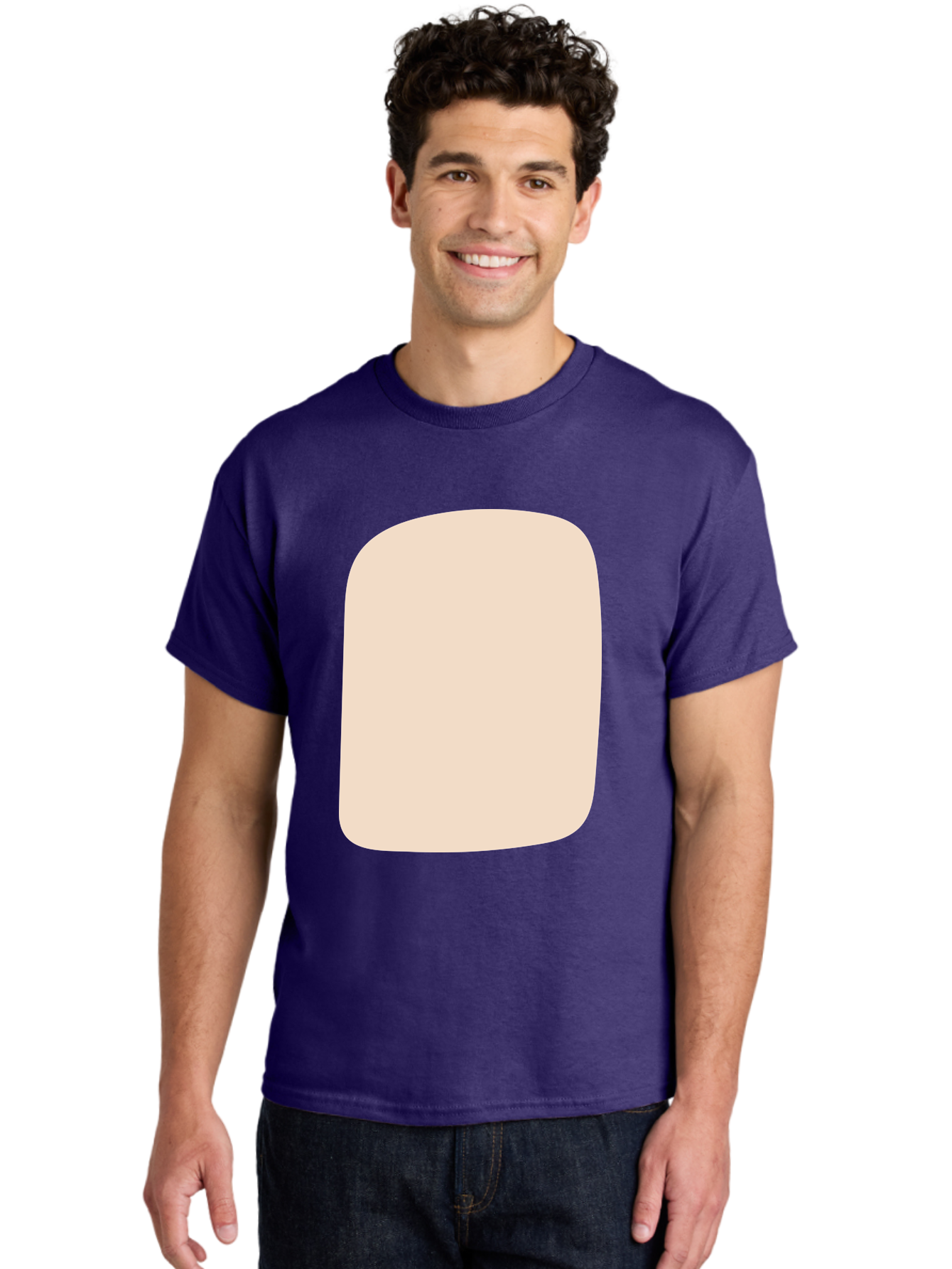 Beige-Rectangle Men'S Graphic Tee, 100% Cotton, Comfortable Casual Summer Wear, Machine Washable, Beige Rectangle, Rounded Corners, Plain Shape, Simple Design, Minimalist Aesthetic, Neutral Color, Soft Edges Aad997