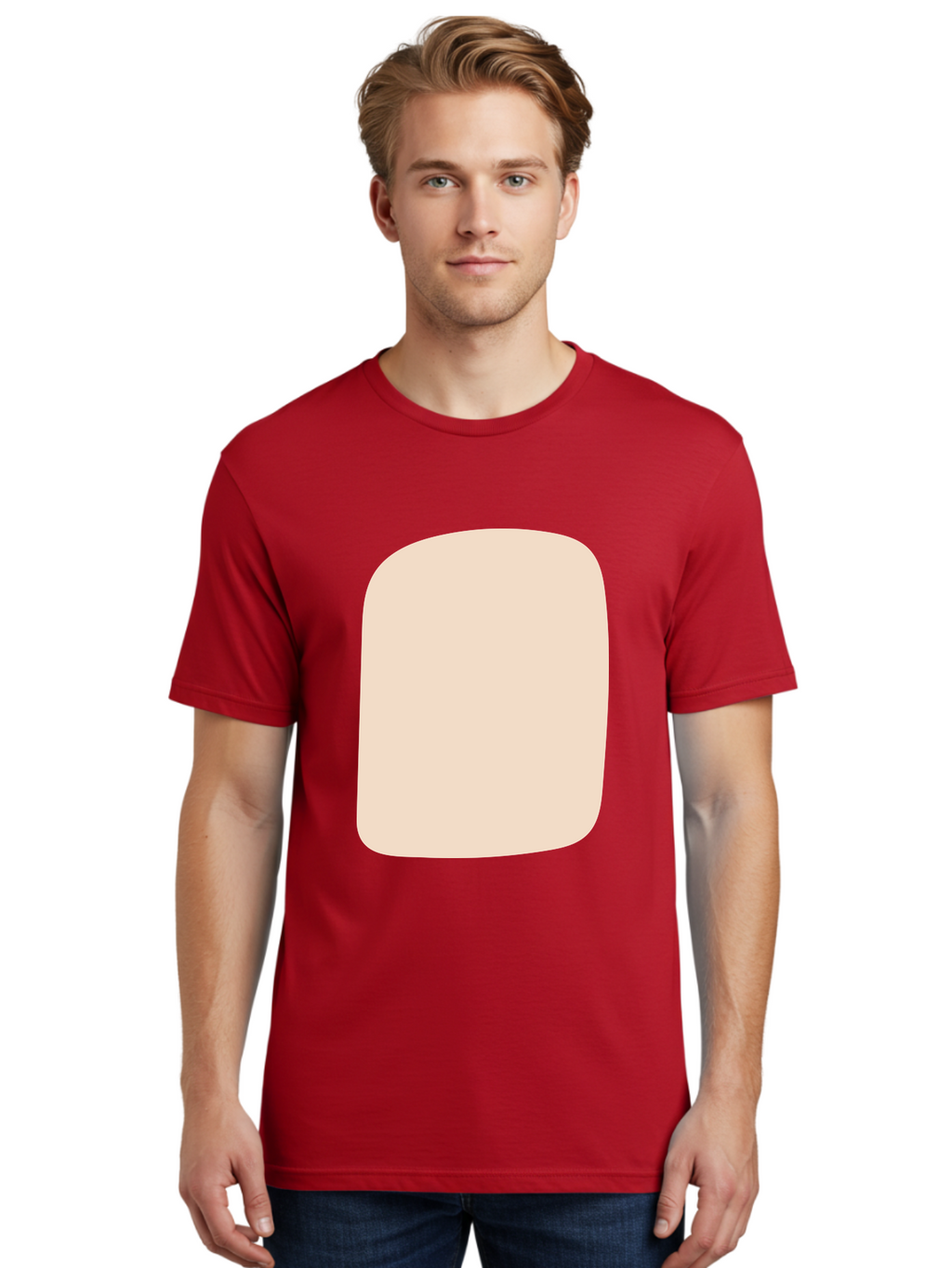 Beige-Rectangle Men'S Graphic Tee, 100% Cotton, Comfortable Casual Summer Wear, Machine Washable, Beige Rectangle, Rounded Corners, Plain Shape, Simple Design, Minimalist Aesthetic, Neutral Color, Soft Edges Aad997
