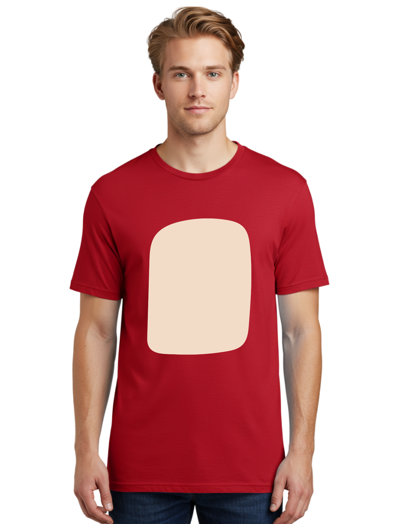 Beige-Rectangle Men'S Graphic Tee, 100% Cotton, Comfortable Casual Summer Wear, Machine Washable, Beige Rectangle, Rounded Corners, Plain Shape, Simple Design, Minimalist Aesthetic, Neutral Color, Soft Edges Aad997