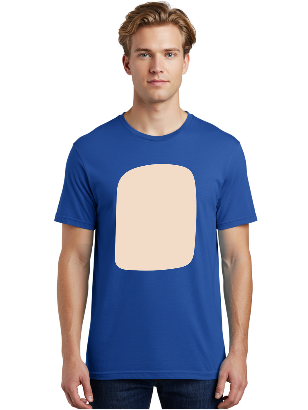 Beige-Rectangle Men'S Graphic Tee, 100% Cotton, Comfortable Casual Summer Wear, Machine Washable, Beige Rectangle, Rounded Corners, Plain Shape, Simple Design, Minimalist Aesthetic, Neutral Color, Soft Edges Aad997