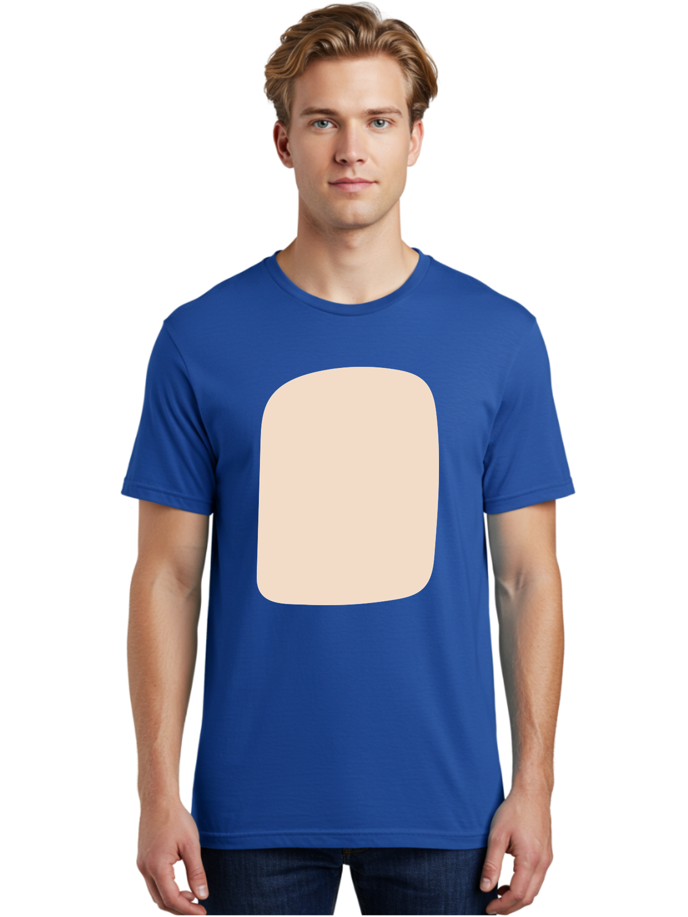 Beige-Rectangle Men'S Graphic Tee, 100% Cotton, Comfortable Casual Summer Wear, Machine Washable, Beige Rectangle, Rounded Corners, Plain Shape, Simple Design, Minimalist Aesthetic, Neutral Color, Soft Edges Aad997