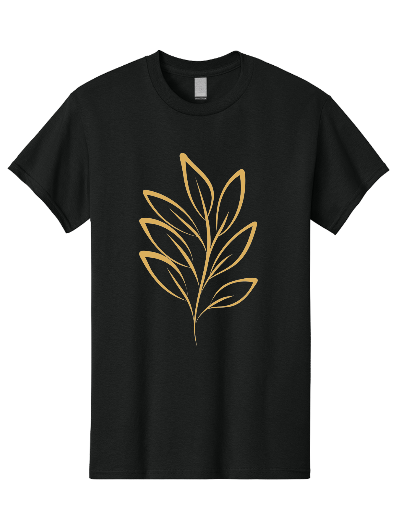 Branch-With-Leaves Men'S Graphic Tee, 100% Cotton, Comfortable Casual Summer Wear, Machine Washable, Simple Leaf Illustration, Minimalist Design, Peach Outline, Botanical Element, Organic Shape, Natural Motif, Gentle Curves Aae000