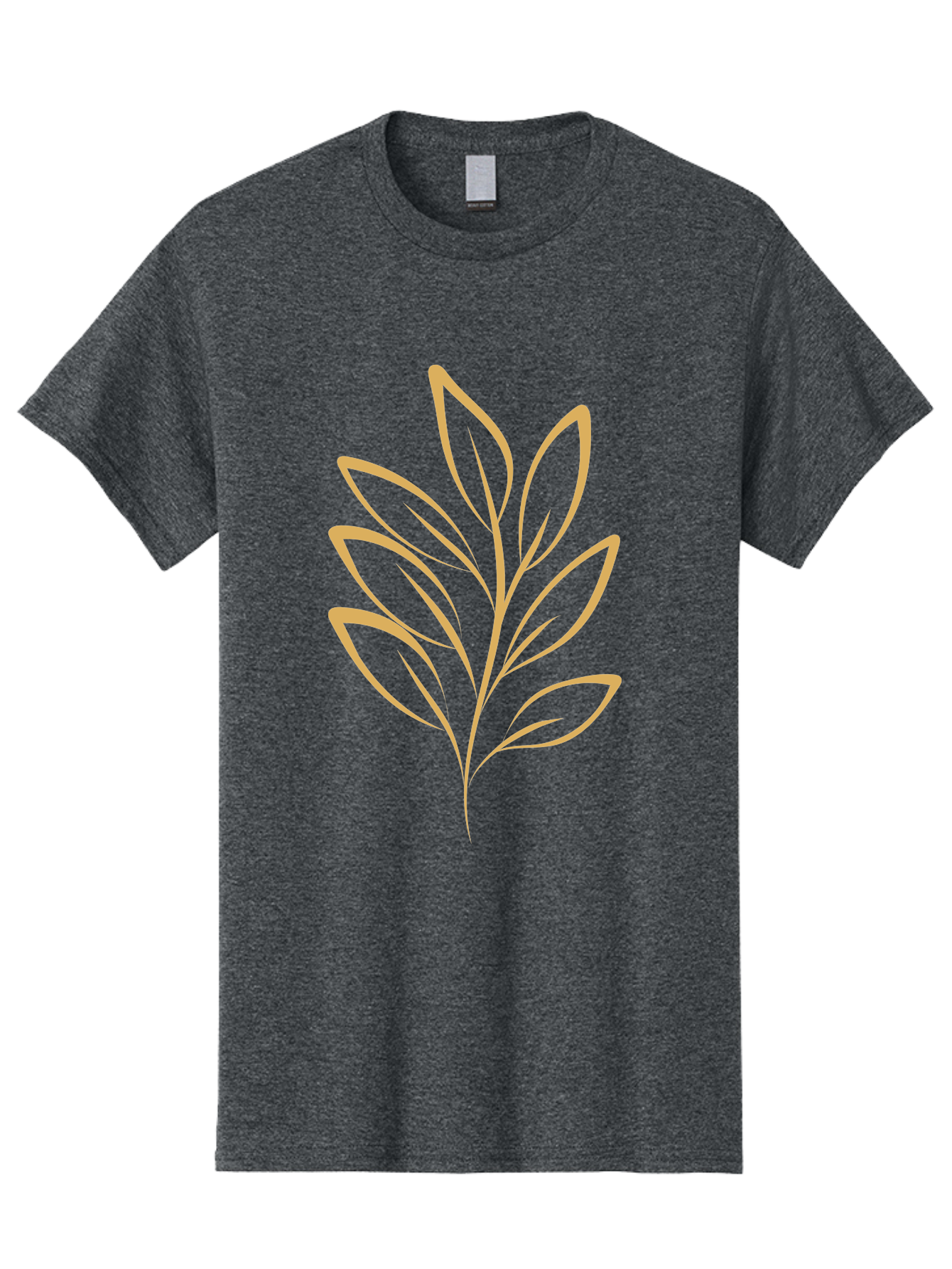 Branch-With-Leaves Men'S Graphic Tee, 100% Cotton, Comfortable Casual Summer Wear, Machine Washable, Simple Leaf Illustration, Minimalist Design, Peach Outline, Botanical Element, Organic Shape, Natural Motif, Gentle Curves Aae000