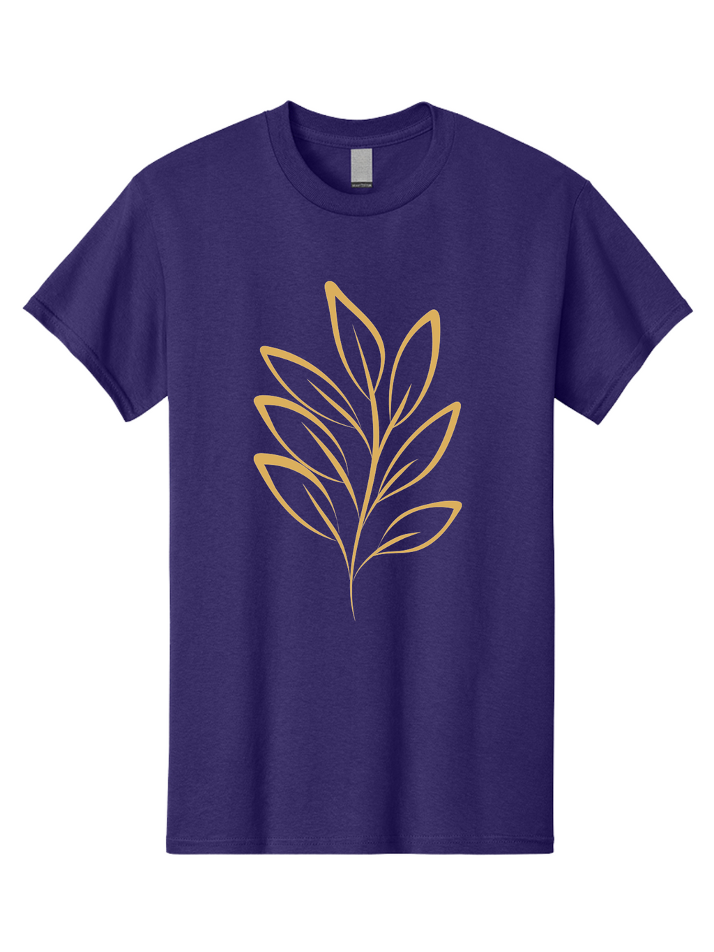 Branch-With-Leaves Men'S Graphic Tee, 100% Cotton, Comfortable Casual Summer Wear, Machine Washable, Simple Leaf Illustration, Minimalist Design, Peach Outline, Botanical Element, Organic Shape, Natural Motif, Gentle Curves Aae000