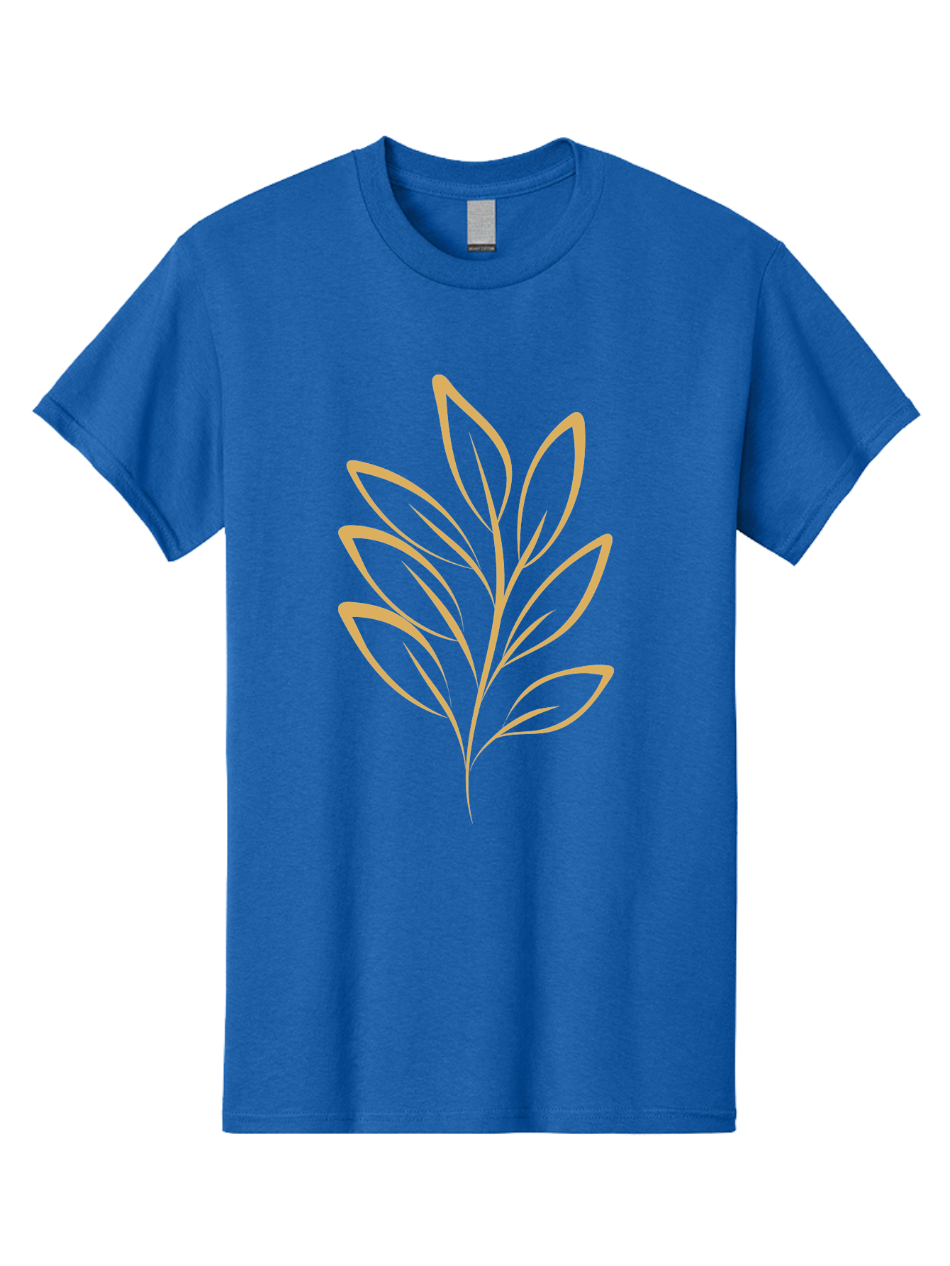 Branch-With-Leaves Men'S Graphic Tee, 100% Cotton, Comfortable Casual Summer Wear, Machine Washable, Simple Leaf Illustration, Minimalist Design, Peach Outline, Botanical Element, Organic Shape, Natural Motif, Gentle Curves Aae000