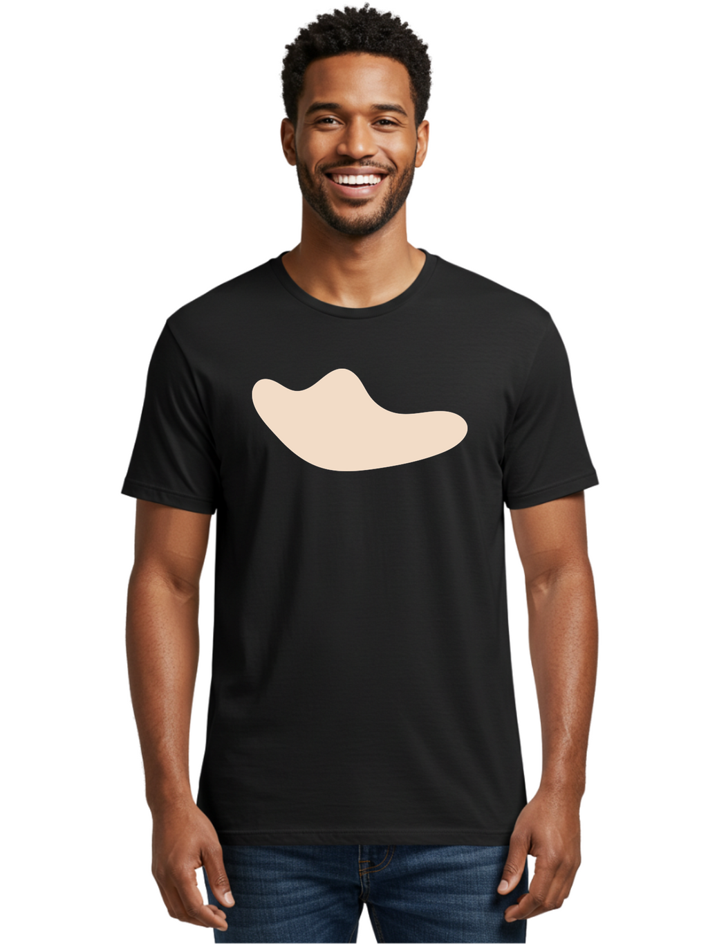 Cashew-Nut-1 Men'S Graphic Tee, 100% Cotton, Comfortable Casual Summer Wear, Machine Washable, Cashew Nut, Snack Food, Healthy Eating, Nutty Flavor, Beige Color, Abstract Shape, Simple Design, Minimalist Art Aae001
