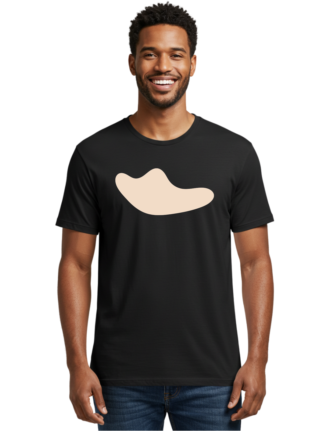 Cashew-Nut-1 Men'S Graphic Tee, 100% Cotton, Comfortable Casual Summer Wear, Machine Washable, Cashew Nut, Snack Food, Healthy Eating, Nutty Flavor, Beige Color, Abstract Shape, Simple Design, Minimalist Art Aae001