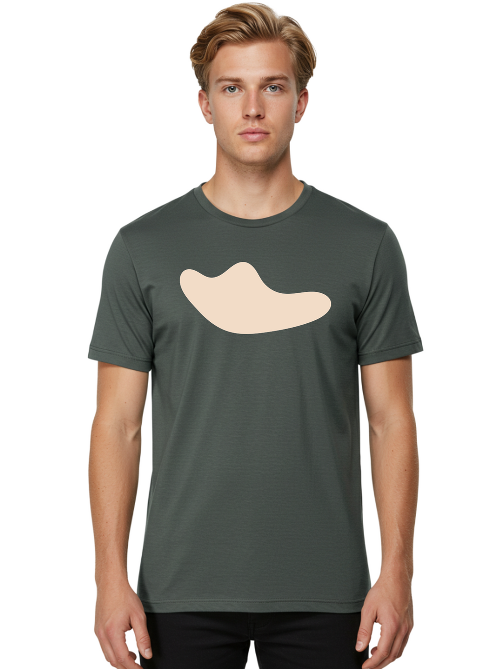 Cashew-Nut-1 Men'S Graphic Tee, 100% Cotton, Comfortable Casual Summer Wear, Machine Washable, Cashew Nut, Snack Food, Healthy Eating, Nutty Flavor, Beige Color, Abstract Shape, Simple Design, Minimalist Art Aae001