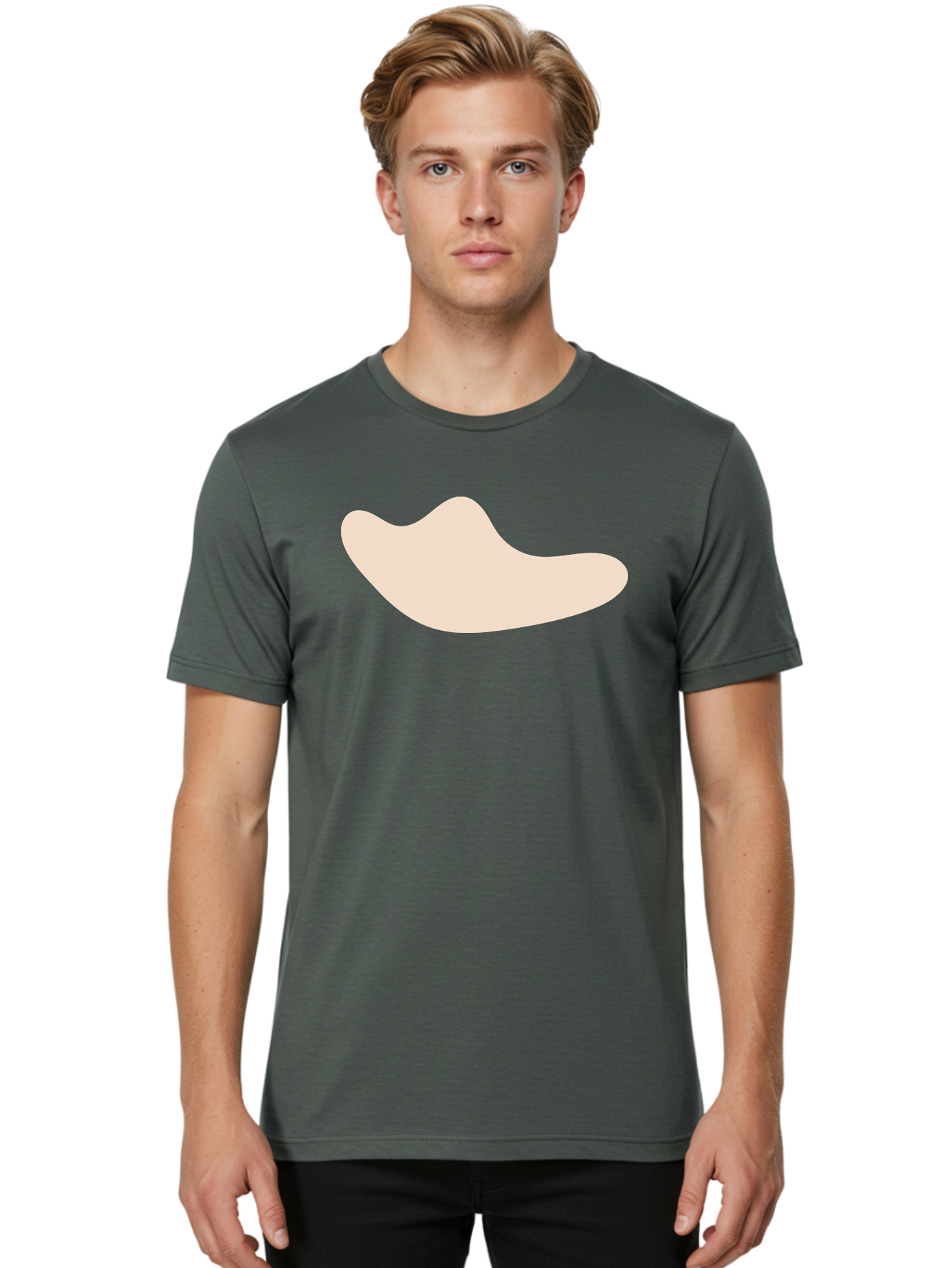Cashew-Nut-1 Men'S Graphic Tee, 100% Cotton, Comfortable Casual Summer Wear, Machine Washable, Cashew Nut, Snack Food, Healthy Eating, Nutty Flavor, Beige Color, Abstract Shape, Simple Design, Minimalist Art Aae001