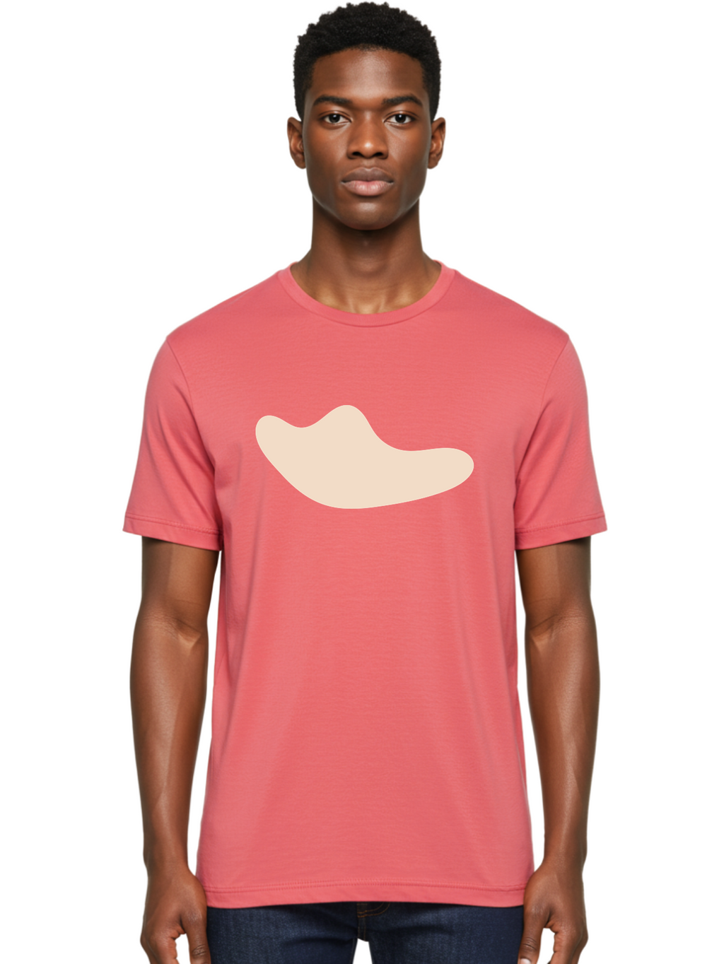 Cashew-Nut-1 Men'S Graphic Tee, 100% Cotton, Comfortable Casual Summer Wear, Machine Washable, Cashew Nut, Snack Food, Healthy Eating, Nutty Flavor, Beige Color, Abstract Shape, Simple Design, Minimalist Art Aae001