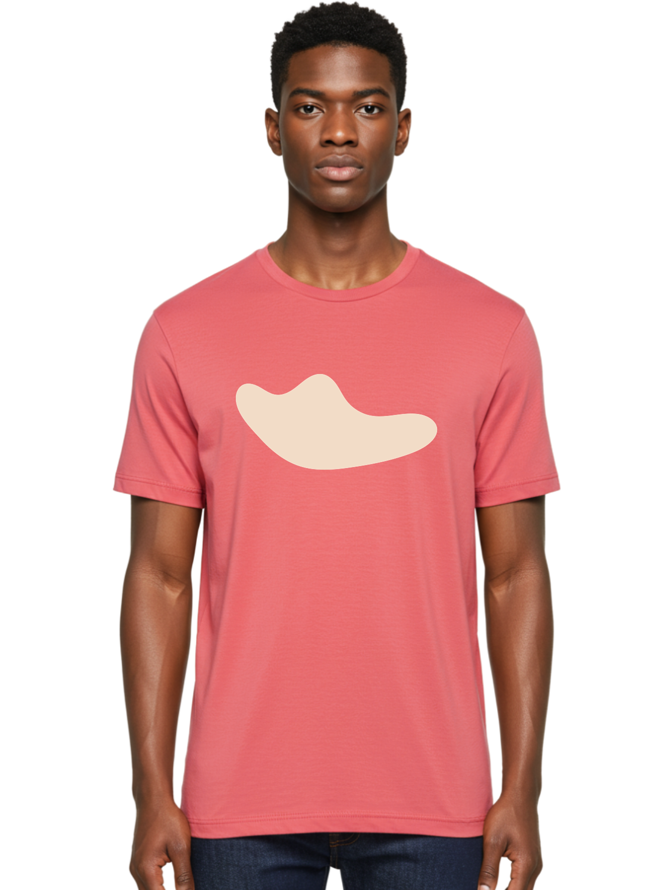 Cashew-Nut-1 Men'S Graphic Tee, 100% Cotton, Comfortable Casual Summer Wear, Machine Washable, Cashew Nut, Snack Food, Healthy Eating, Nutty Flavor, Beige Color, Abstract Shape, Simple Design, Minimalist Art Aae001