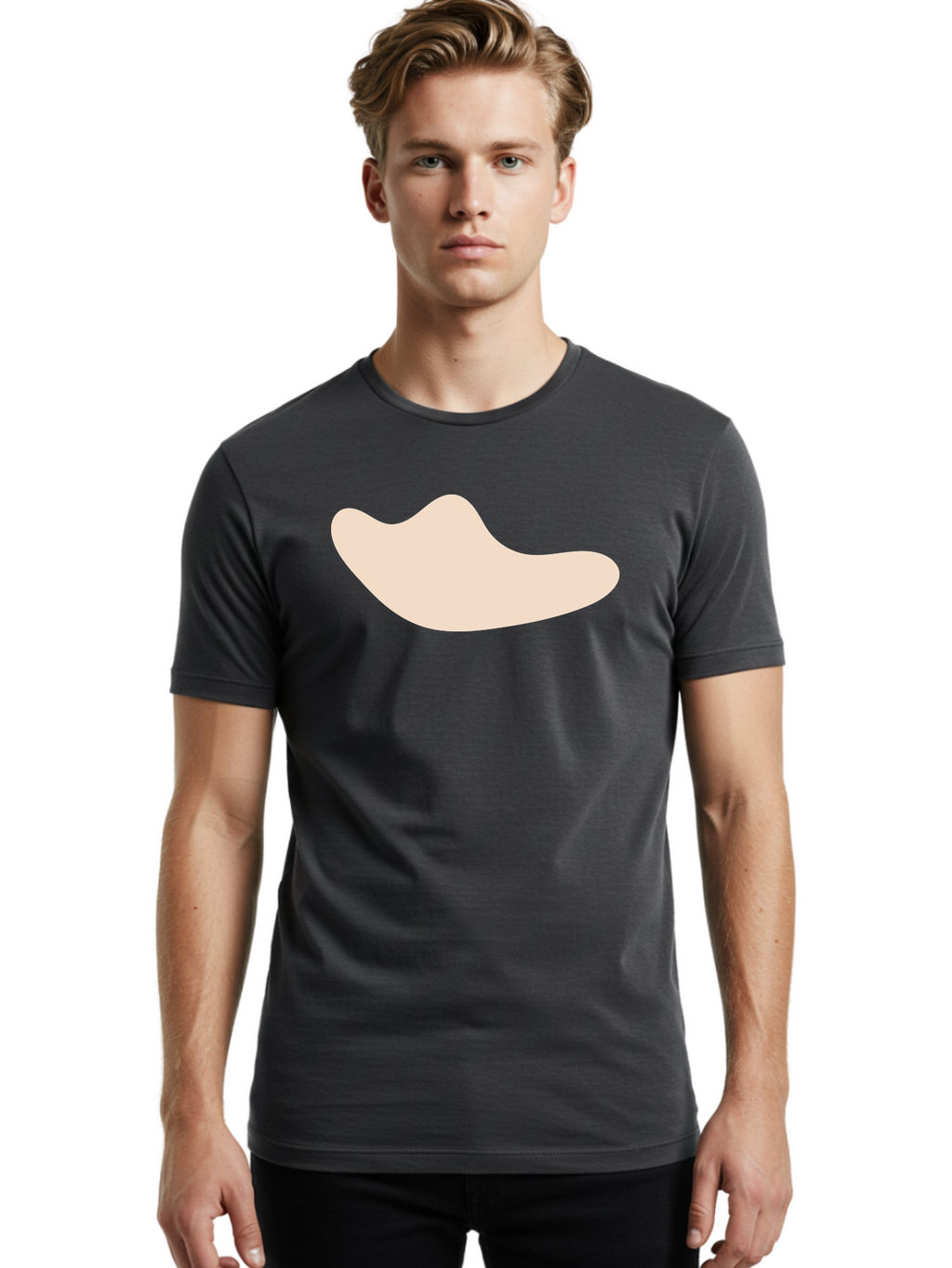 Cashew-Nut-1 Men'S Graphic Tee, 100% Cotton, Comfortable Casual Summer Wear, Machine Washable, Cashew Nut, Snack Food, Healthy Eating, Nutty Flavor, Beige Color, Abstract Shape, Simple Design, Minimalist Art Aae001