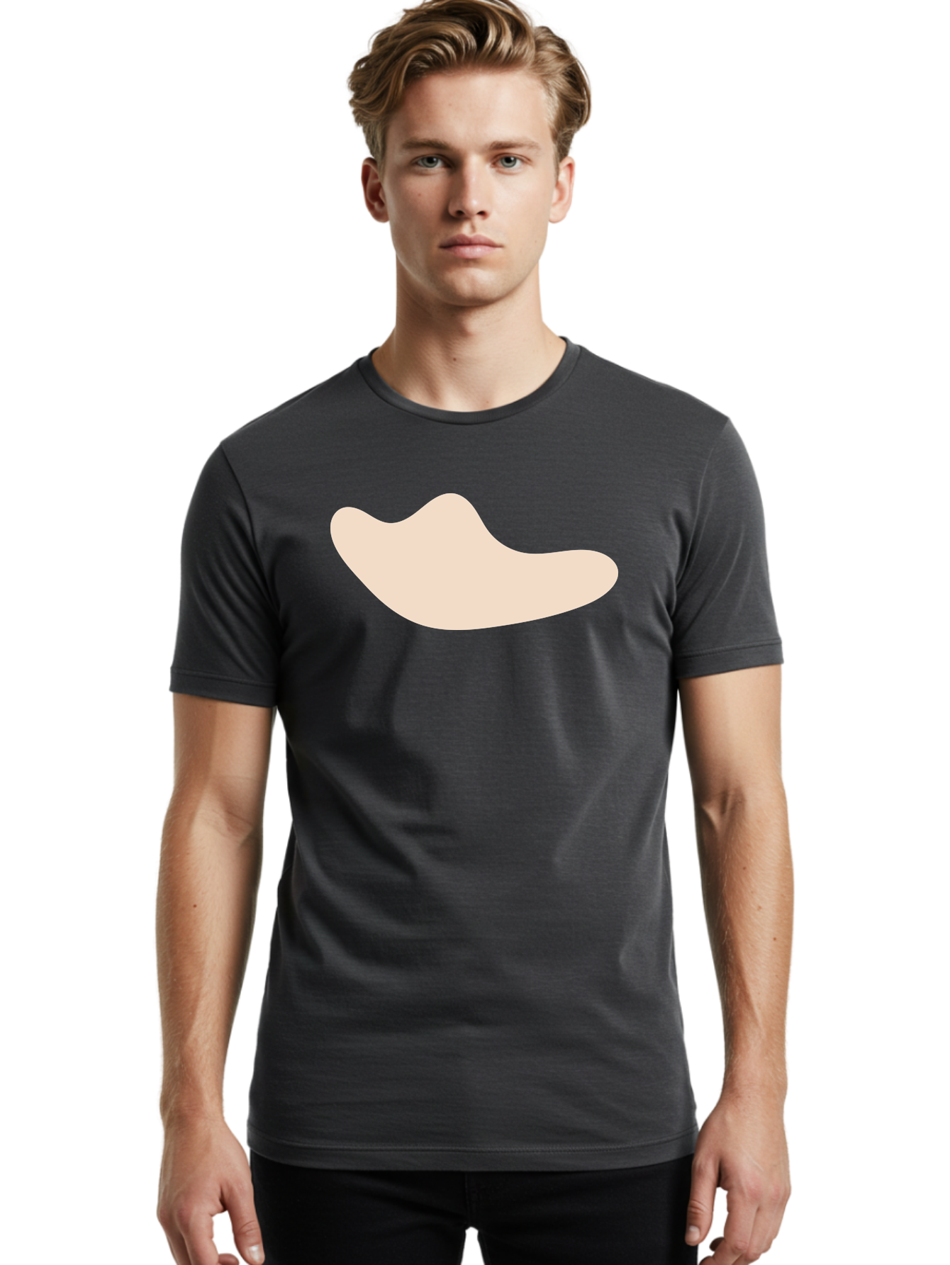 Cashew-Nut-1 Men'S Graphic Tee, 100% Cotton, Comfortable Casual Summer Wear, Machine Washable, Cashew Nut, Snack Food, Healthy Eating, Nutty Flavor, Beige Color, Abstract Shape, Simple Design, Minimalist Art Aae001