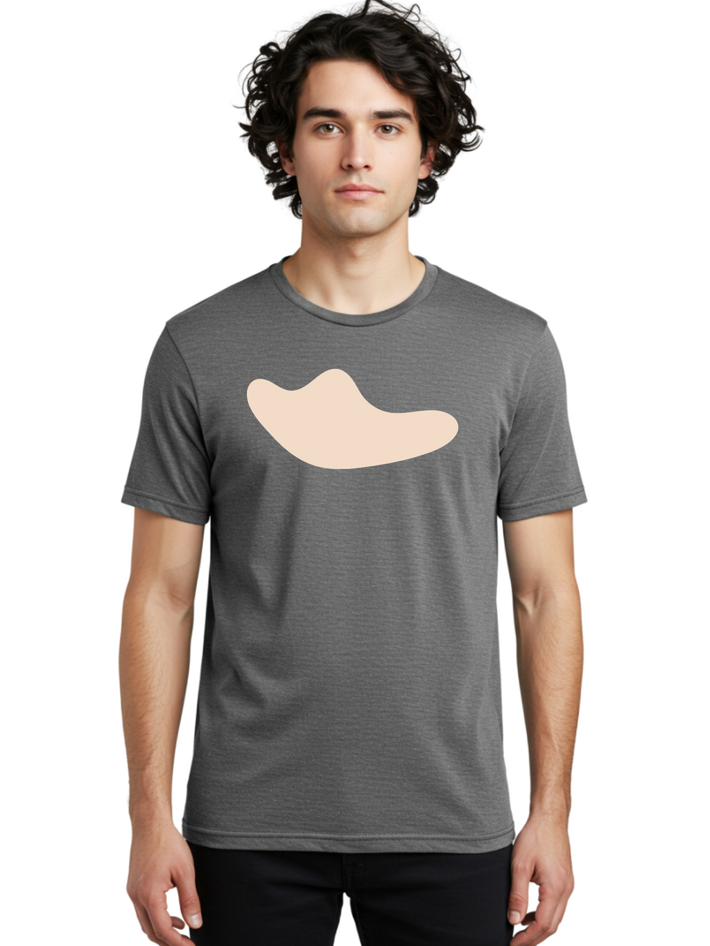 Cashew-Nut-1 Men'S Graphic Tee, 100% Cotton, Comfortable Casual Summer Wear, Machine Washable, Cashew Nut, Snack Food, Healthy Eating, Nutty Flavor, Beige Color, Abstract Shape, Simple Design, Minimalist Art Aae001