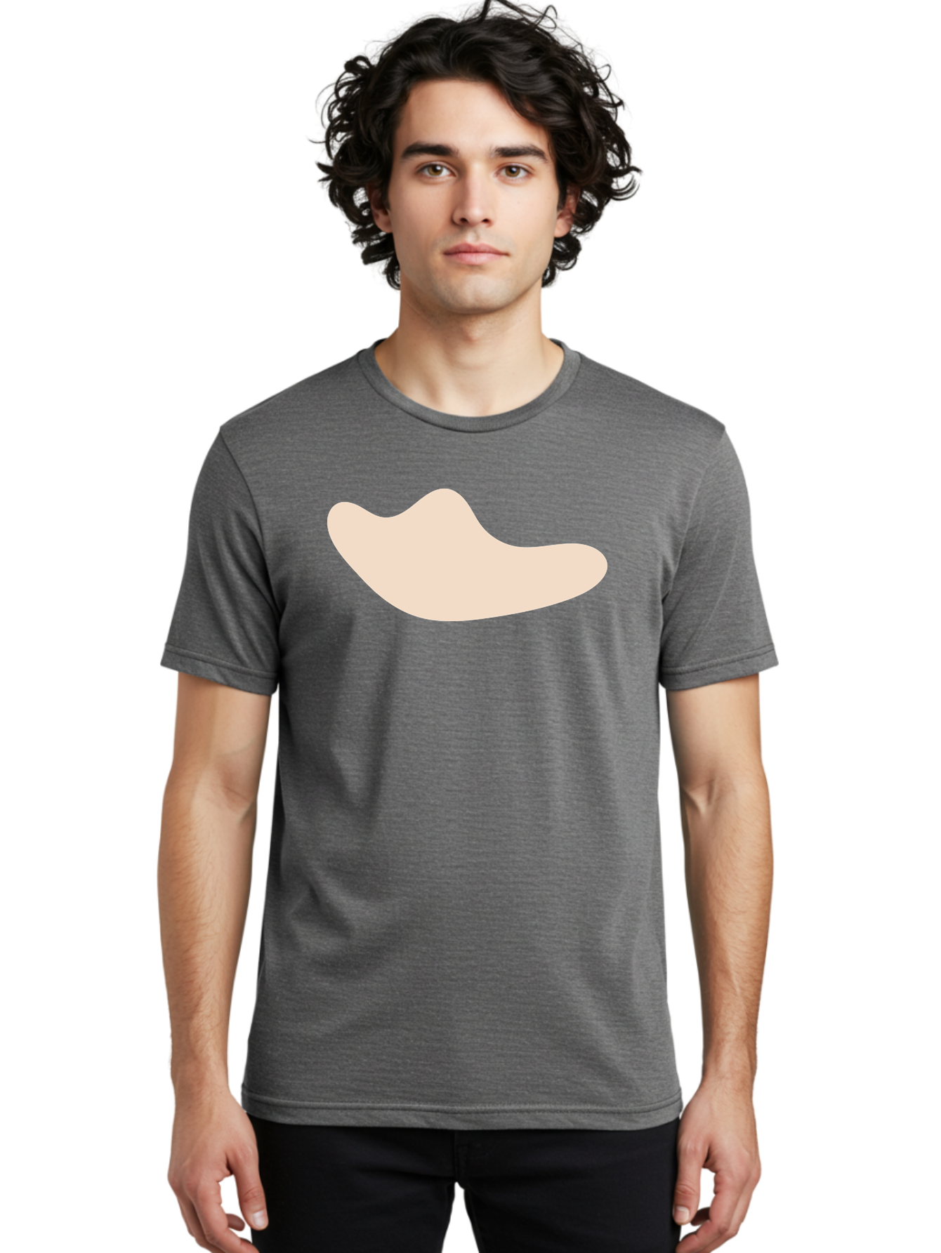 Cashew-Nut-1 Men'S Graphic Tee, 100% Cotton, Comfortable Casual Summer Wear, Machine Washable, Cashew Nut, Snack Food, Healthy Eating, Nutty Flavor, Beige Color, Abstract Shape, Simple Design, Minimalist Art Aae001
