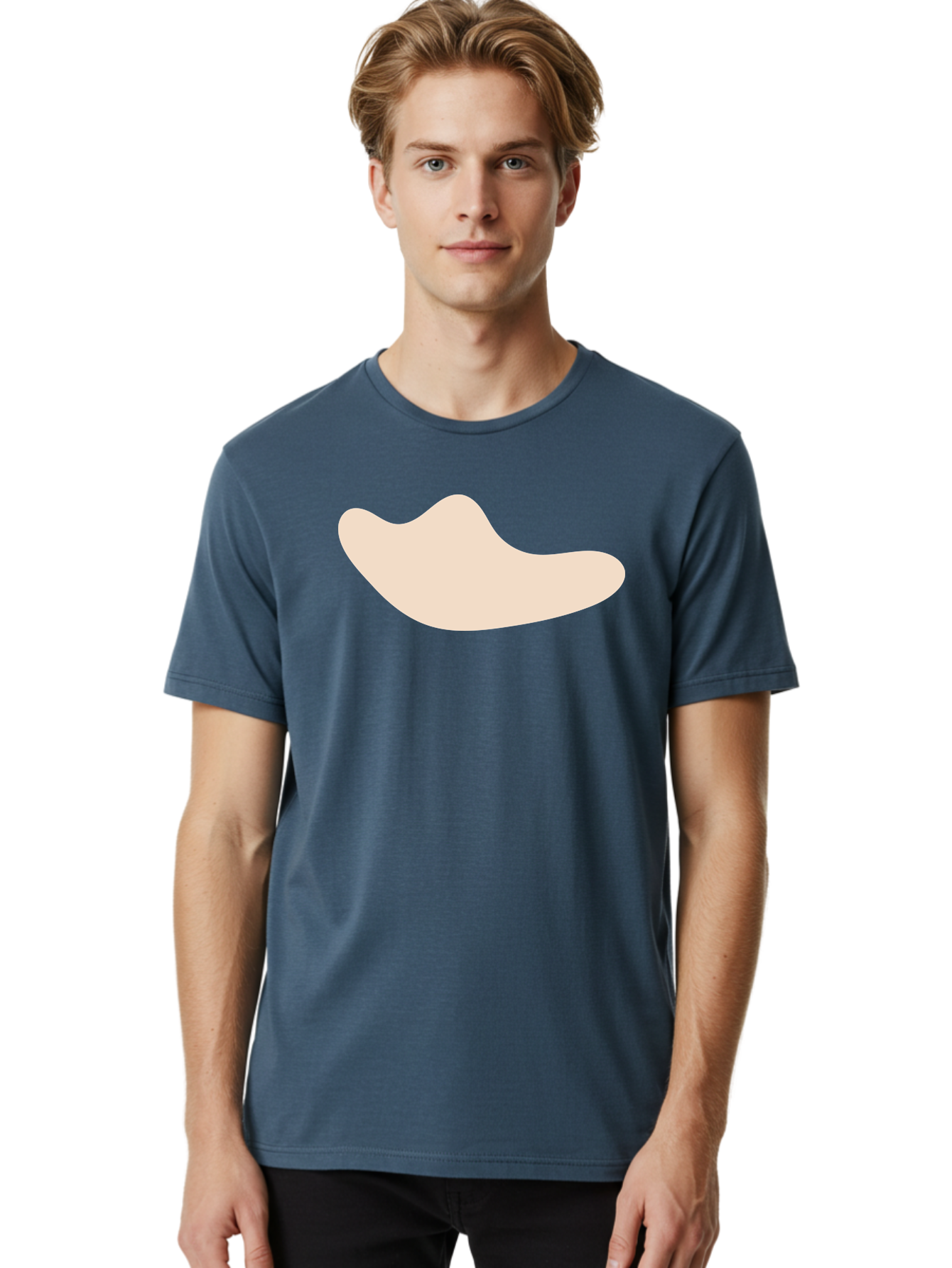 Cashew-Nut-1 Men'S Graphic Tee, 100% Cotton, Comfortable Casual Summer Wear, Machine Washable, Cashew Nut, Snack Food, Healthy Eating, Nutty Flavor, Beige Color, Abstract Shape, Simple Design, Minimalist Art Aae001