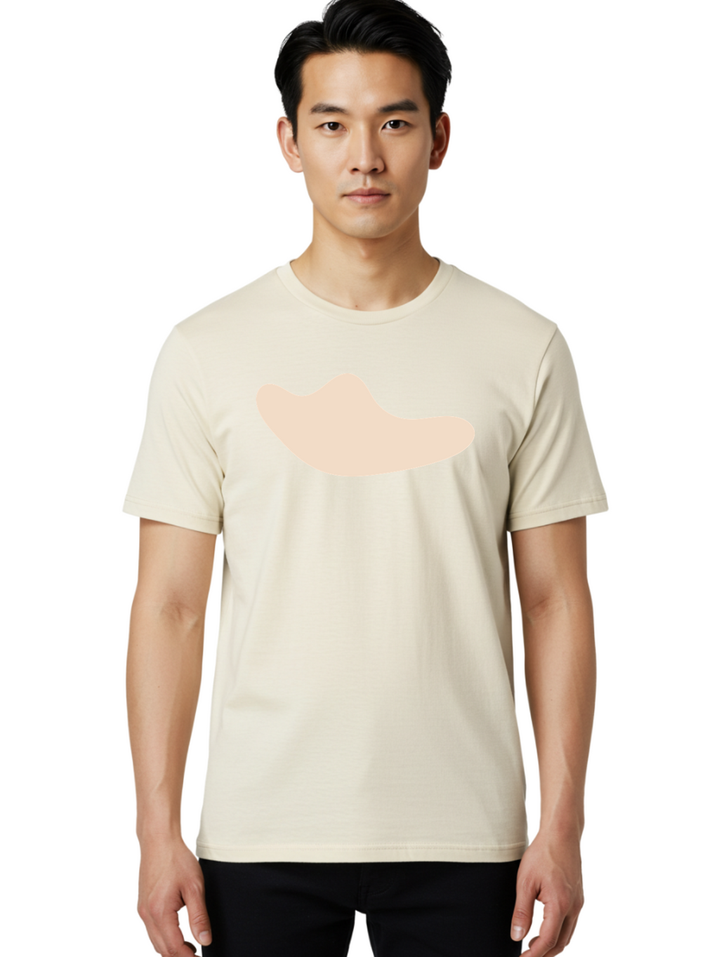 Cashew-Nut-1 Men'S Graphic Tee, 100% Cotton, Comfortable Casual Summer Wear, Machine Washable, Cashew Nut, Snack Food, Healthy Eating, Nutty Flavor, Beige Color, Abstract Shape, Simple Design, Minimalist Art Aae001