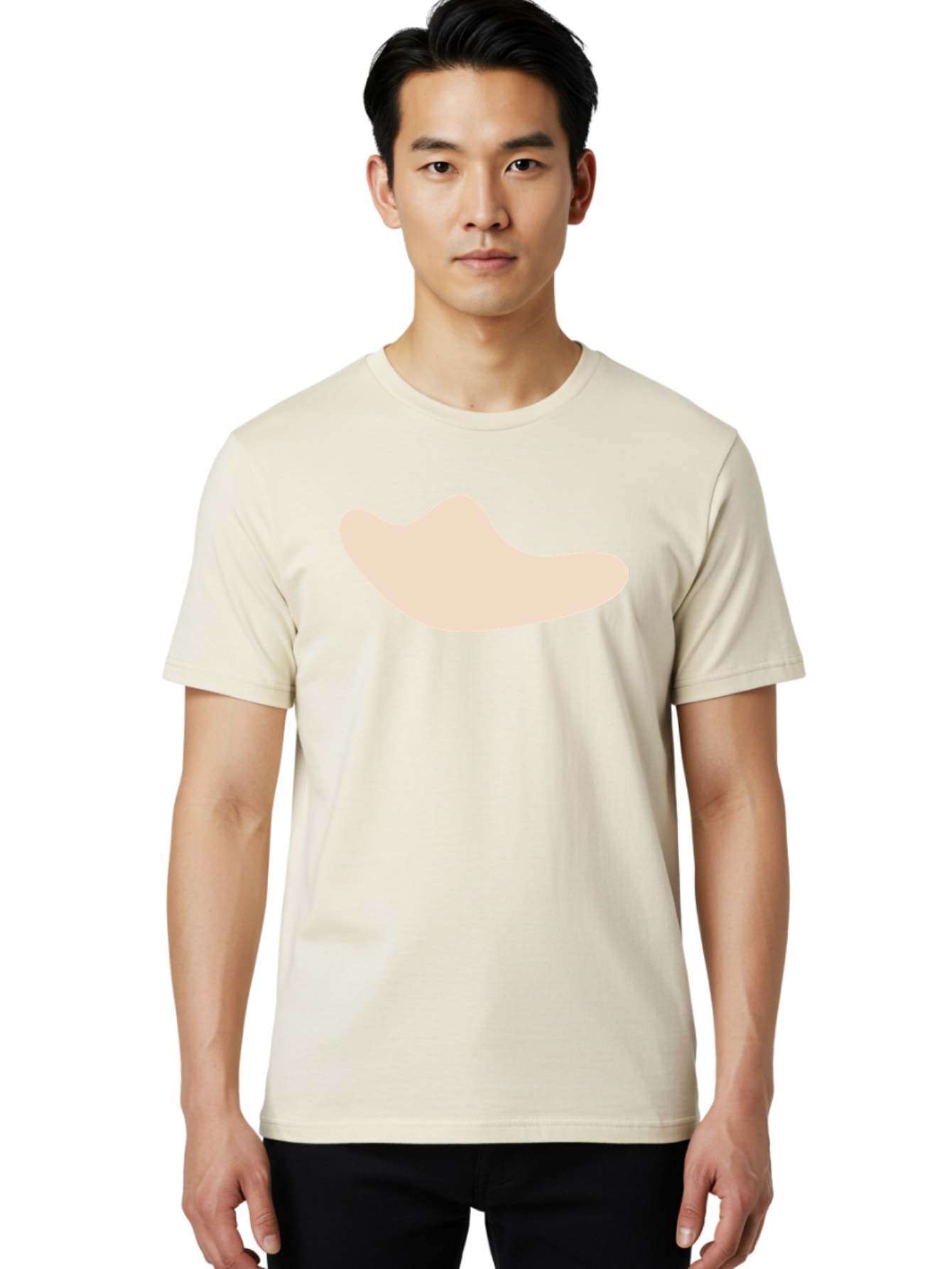 Cashew-Nut-1 Men'S Graphic Tee, 100% Cotton, Comfortable Casual Summer Wear, Machine Washable, Cashew Nut, Snack Food, Healthy Eating, Nutty Flavor, Beige Color, Abstract Shape, Simple Design, Minimalist Art Aae001