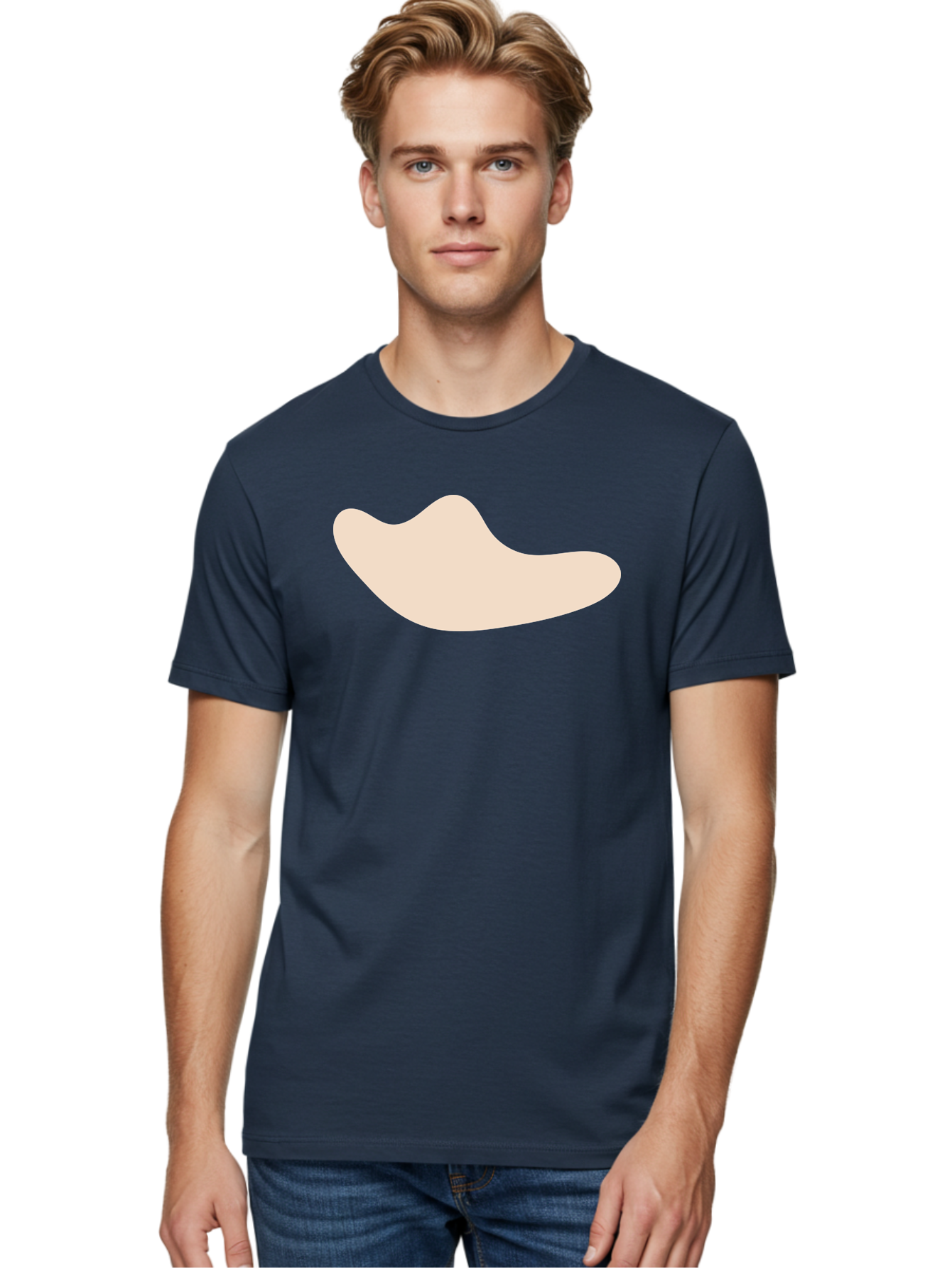 Cashew-Nut-1 Men'S Graphic Tee, 100% Cotton, Comfortable Casual Summer Wear, Machine Washable, Cashew Nut, Snack Food, Healthy Eating, Nutty Flavor, Beige Color, Abstract Shape, Simple Design, Minimalist Art Aae001