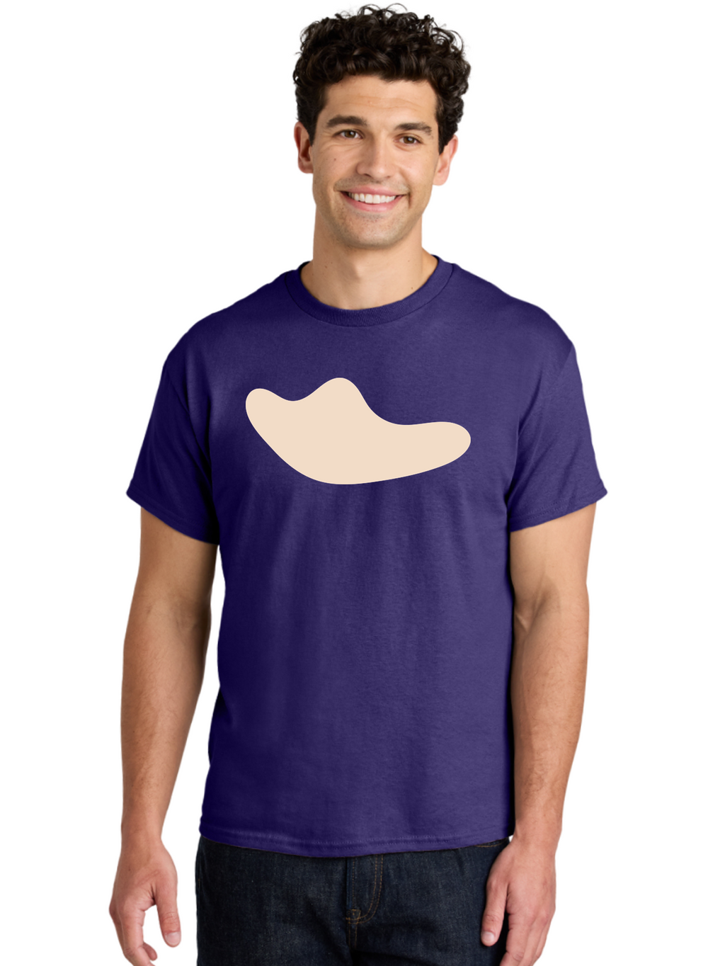 Cashew-Nut-1 Men'S Graphic Tee, 100% Cotton, Comfortable Casual Summer Wear, Machine Washable, Cashew Nut, Snack Food, Healthy Eating, Nutty Flavor, Beige Color, Abstract Shape, Simple Design, Minimalist Art Aae001