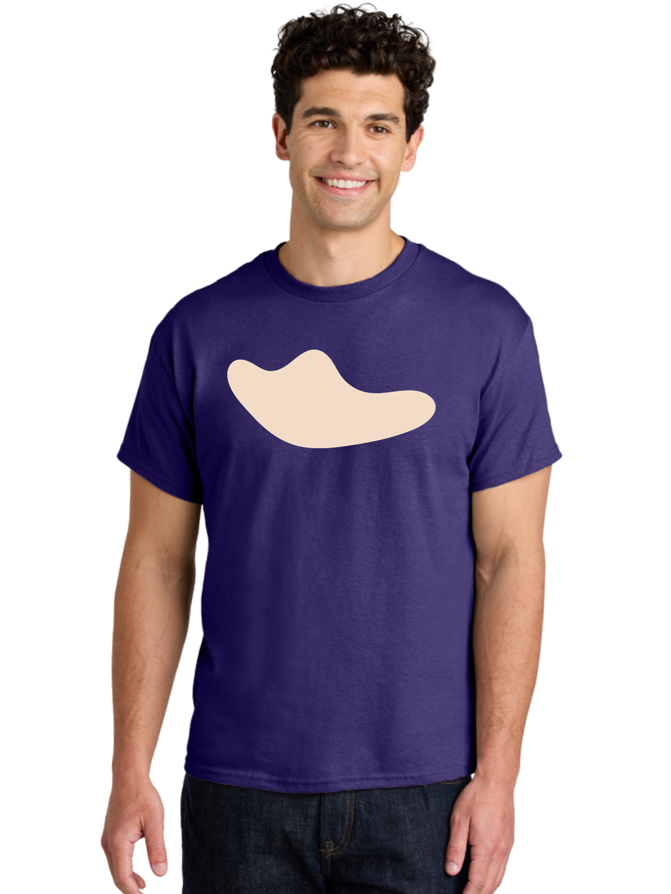 Cashew-Nut-1 Men'S Graphic Tee, 100% Cotton, Comfortable Casual Summer Wear, Machine Washable, Cashew Nut, Snack Food, Healthy Eating, Nutty Flavor, Beige Color, Abstract Shape, Simple Design, Minimalist Art Aae001