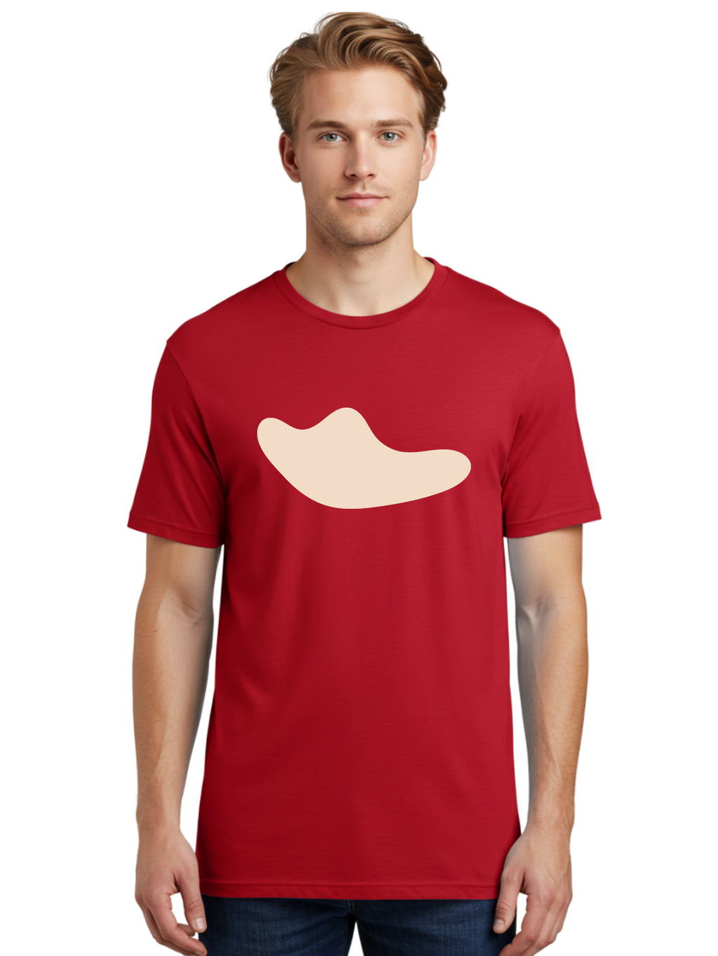 Cashew-Nut-1 Men'S Graphic Tee, 100% Cotton, Comfortable Casual Summer Wear, Machine Washable, Cashew Nut, Snack Food, Healthy Eating, Nutty Flavor, Beige Color, Abstract Shape, Simple Design, Minimalist Art Aae001
