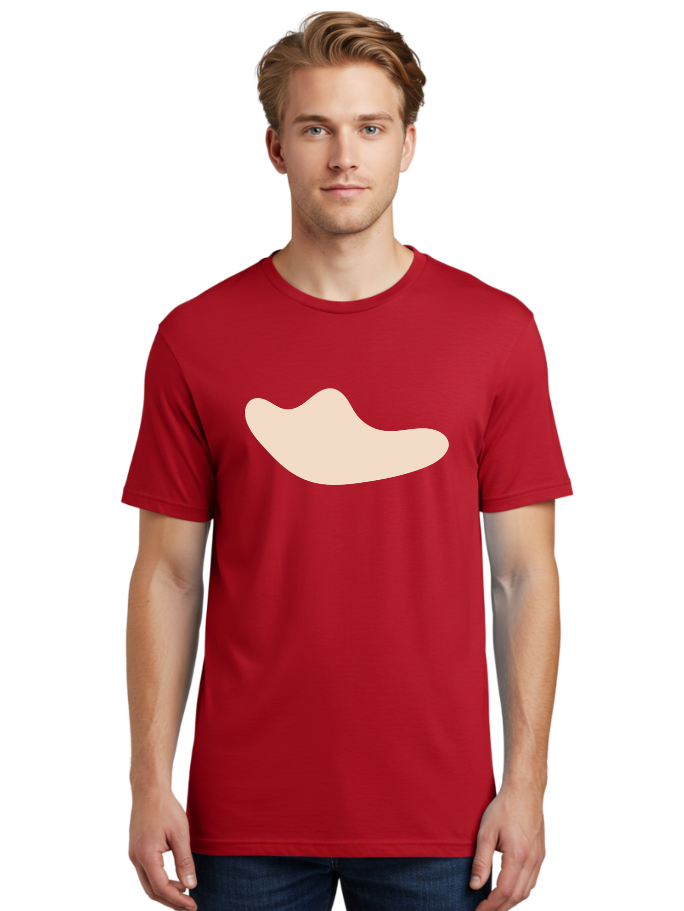 Cashew-Nut-1 Men'S Graphic Tee, 100% Cotton, Comfortable Casual Summer Wear, Machine Washable, Cashew Nut, Snack Food, Healthy Eating, Nutty Flavor, Beige Color, Abstract Shape, Simple Design, Minimalist Art Aae001