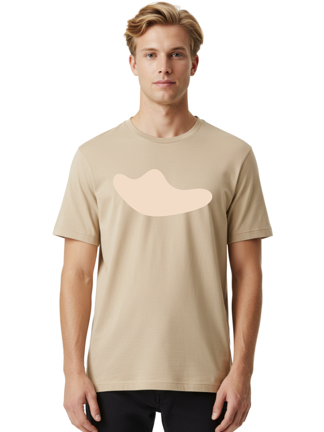Cashew-Nut-1 Men'S Graphic Tee, 100% Cotton, Comfortable Casual Summer Wear, Machine Washable, Cashew Nut, Snack Food, Healthy Eating, Nutty Flavor, Beige Color, Abstract Shape, Simple Design, Minimalist Art Aae001