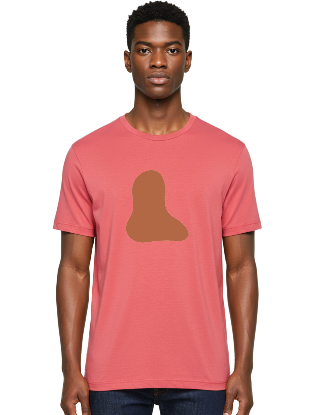 Cashew-Nut Men'S Graphic Tee, 100% Cotton, Comfortable Casual Summer Wear, Machine Washable, Roasted Chicken Leg, Savory Dish, Food Illustration, Cartoon Style, Reddish-Brown Color, Simple Design, Culinary Art Aae002