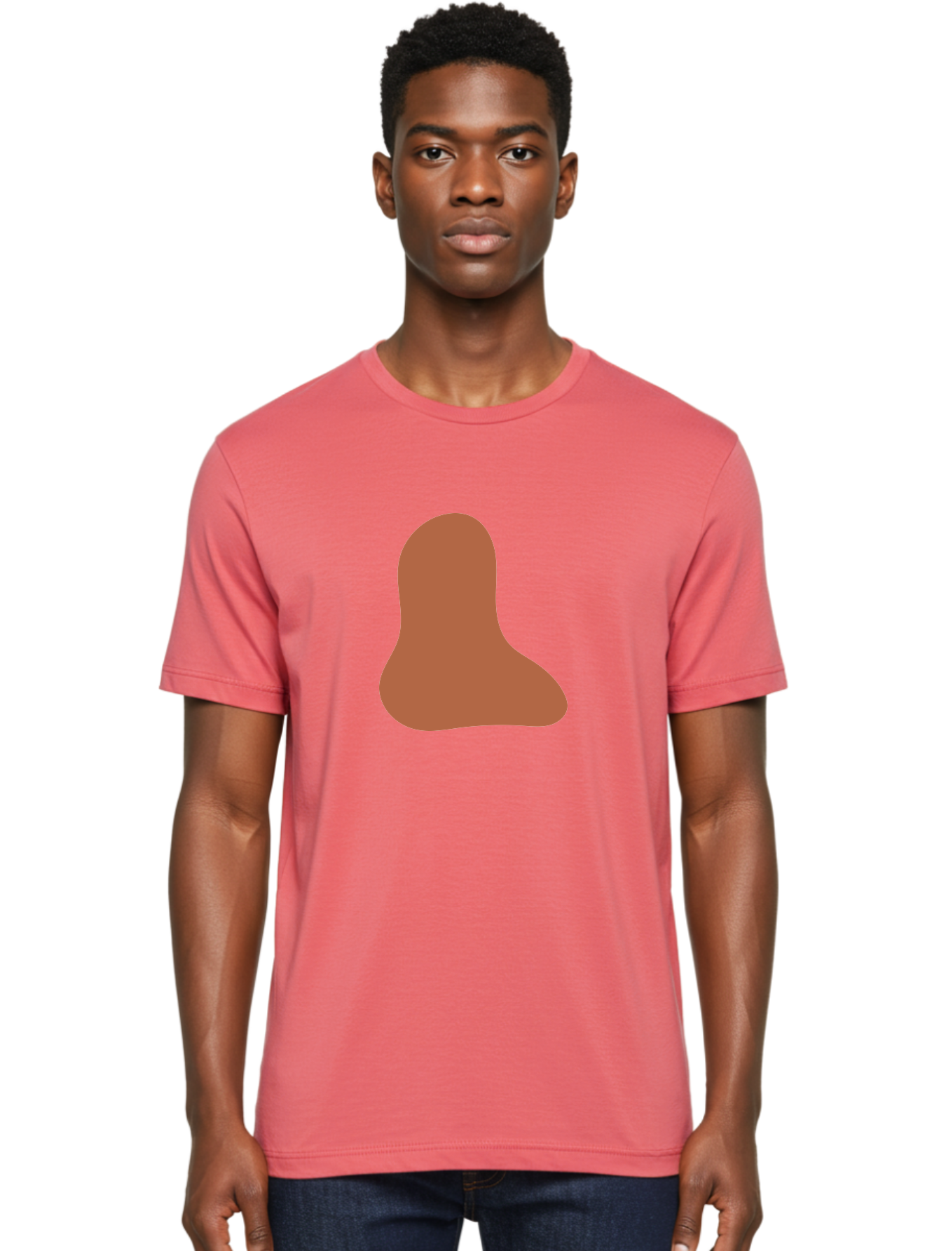 Cashew-Nut Men'S Graphic Tee, 100% Cotton, Comfortable Casual Summer Wear, Machine Washable, Roasted Chicken Leg, Savory Dish, Food Illustration, Cartoon Style, Reddish-Brown Color, Simple Design, Culinary Art Aae002