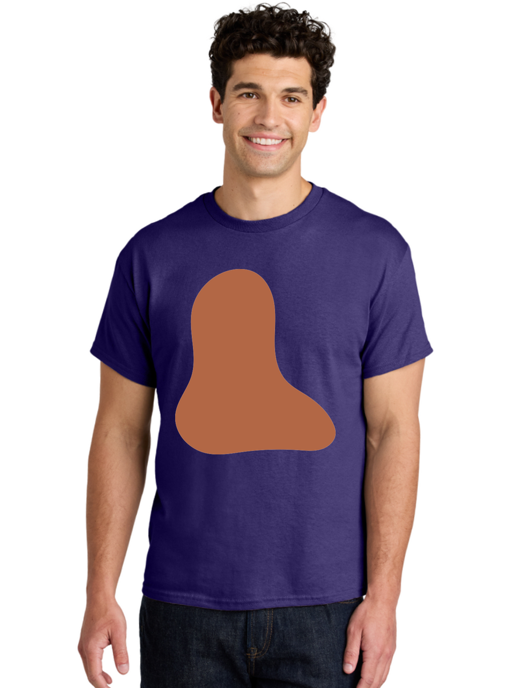 Cashew-Nut Men'S Graphic Tee, 100% Cotton, Comfortable Casual Summer Wear, Machine Washable, Roasted Chicken Leg, Savory Dish, Food Illustration, Cartoon Style, Reddish-Brown Color, Simple Design, Culinary Art Aae002