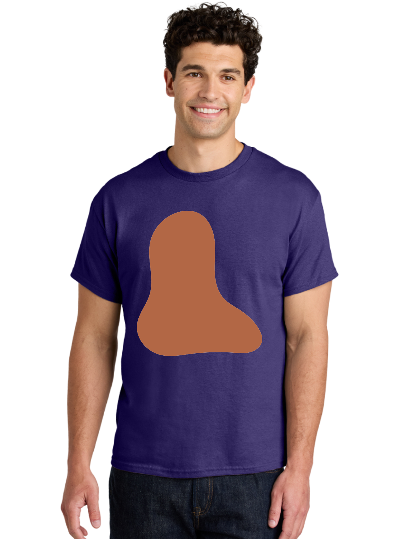 Cashew-Nut Men'S Graphic Tee, 100% Cotton, Comfortable Casual Summer Wear, Machine Washable, Roasted Chicken Leg, Savory Dish, Food Illustration, Cartoon Style, Reddish-Brown Color, Simple Design, Culinary Art Aae002
